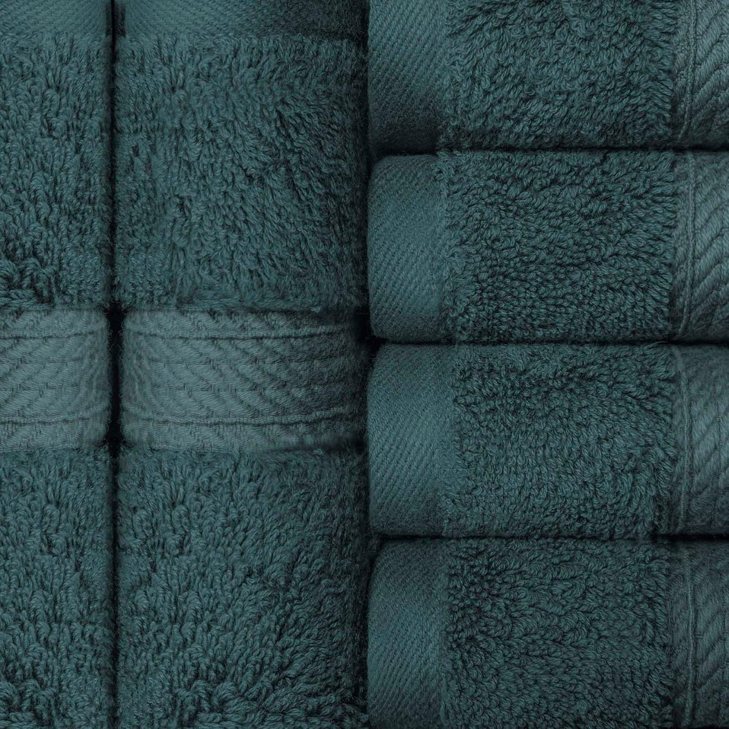 Superior Egyptian Cotton Pile Face Towel/Washcloth Set of 6, Ultra Soft Luxury Towels, Thick Plush Essentials, Absorbent Heavyweight, Guest Bath, Hotel, Spa, Home Bathroom, Shower Basics, Teal
