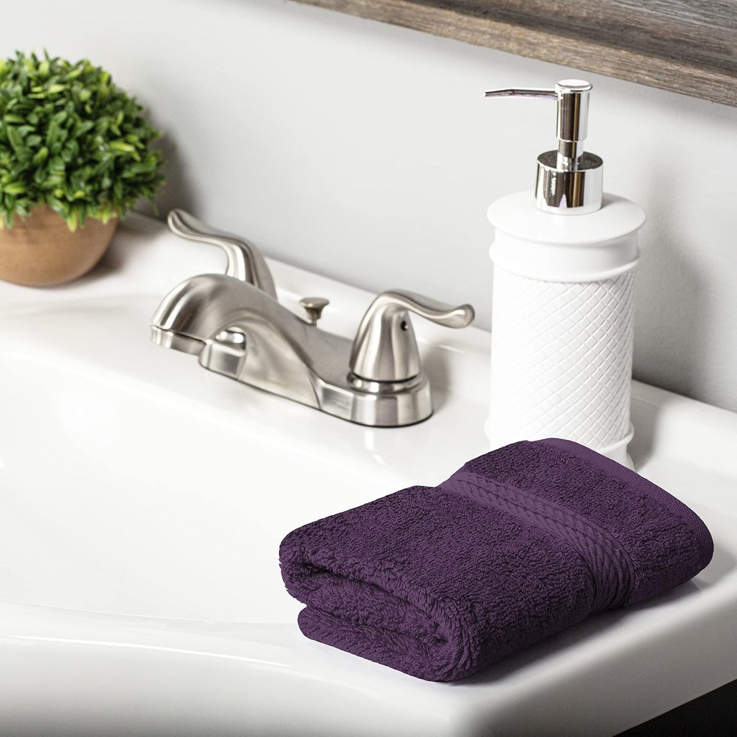 Superior Egyptian Cotton Pile 10 Piece Towel Set, Includes 2 Bath, 4 Hand, 4 Face Towels/Washcloths, Ultra Soft Luxury Towels, Thick Plush Essentials, Guest Bath, Spa, Hotel Bathroom, Plum