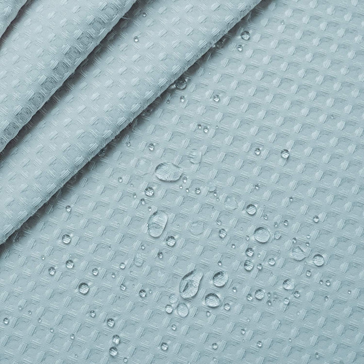 Barossa Design Waffle Weave Shower Curtain Hotel Luxury Spa, 230 GSM Heavy Duty Fabric, Water Repellent, Blue, 71"x72"