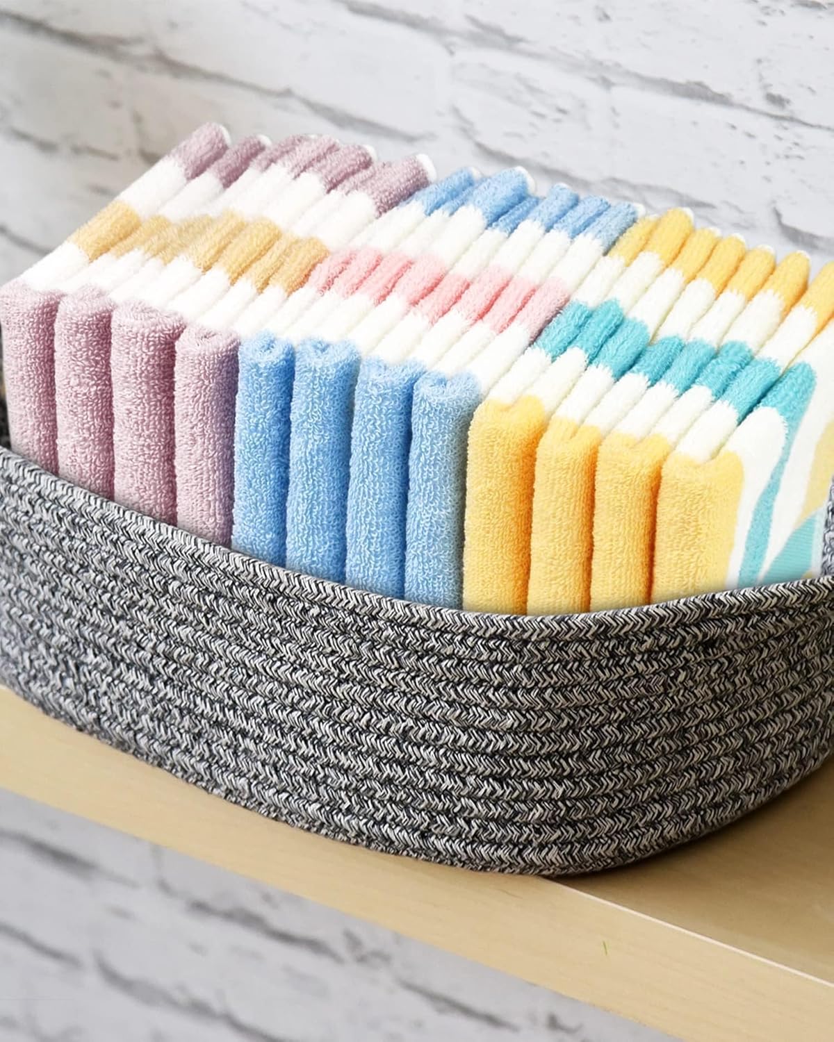 Jacquotha Cotton 12 Pack Striped Washcloths, 13 x 13 Inches, 3 Colors - Face and Body Cleansing Towels