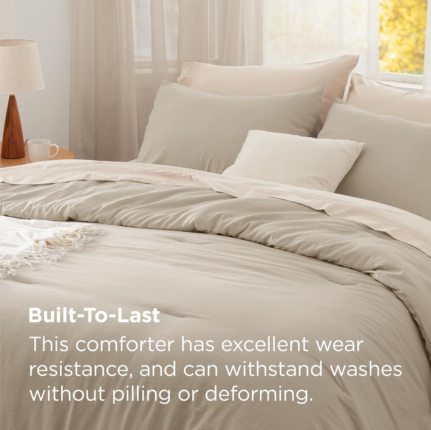 Bedsure Queen Size Comforter Set, Sand Soft Prewashed Bedding for All Seasons, 3 Pieces GentleSoft™ Warm Down Alternative Bed Set, 1 Lightweight Comforter (90"x90") and 2 Pillowcases (20"x26")