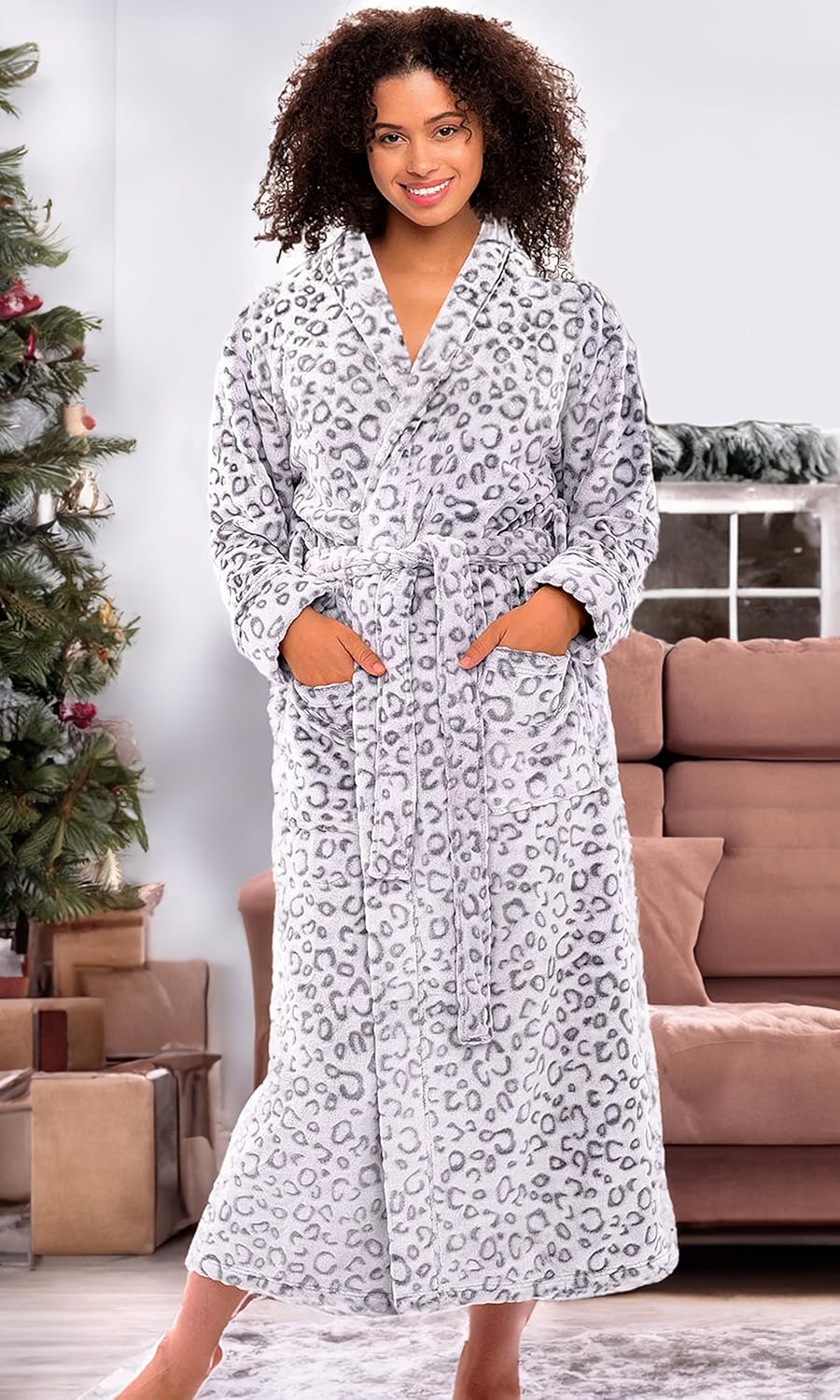 Alexander Del Rossa Plush Robe for Women, Long Fleece Winter Bath Robe, Plus Size
