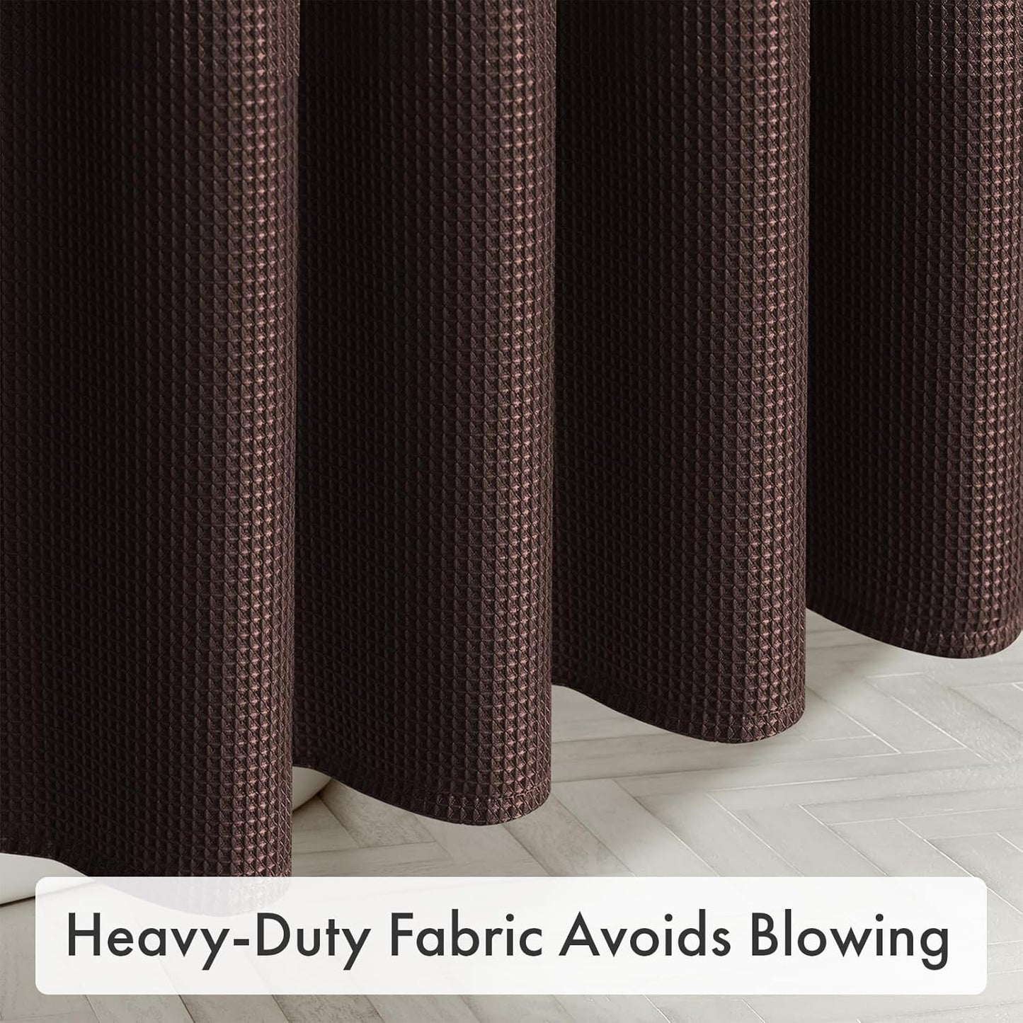 AmazerBath Brown Shower Curtain Waffle Textured, Fabric Shower Curtain Thick Heavy Duty 240GSM Hotel Quality Bathroom Shower Curtains, 72 x 72 Inches