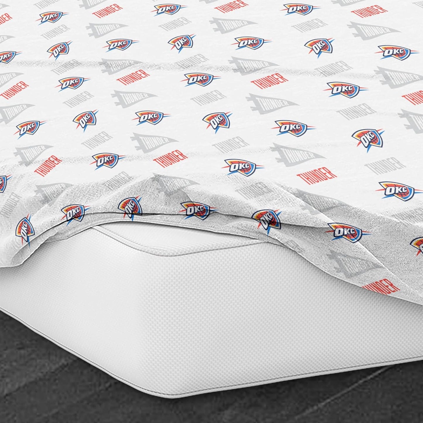 Northwest Officially Licensed Oklahoma City Thunder NBA Queen Size Sheet Set – Soft Team Logo Bedding for Dorms, Bedrooms, Fan Caves & Game Day Style