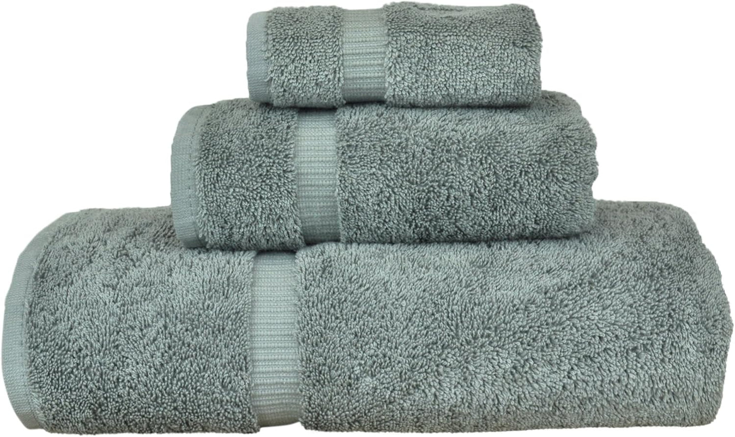 Luxury Hotel & Spa Quality Collection, Quick Dry 100% Turkish Cotton, 750+ GSM, Eco Friendly Towel Set, Bathroom and Kitchen Dobby Border Towels (3 Piece, Gray)