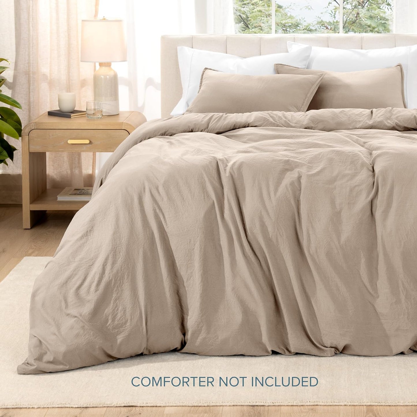 Bare Home Microfiber Duvet Cover Set - Ultra Soft Washed Microfiber - Queen Size - Linen-Like Look - Easy Care - Breathable Fabric - Our Softest Duvet Cover Set (Queen, Pebble Beach)
