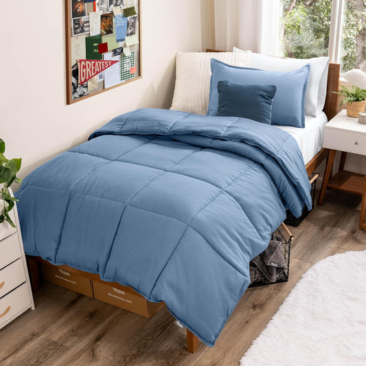 Bare Home Comforter Set - Twin/Twin Extra Long Size Ultra-Soft Goose Down Alternative Premium 1800 Series All Season Warmth (Twin/Twin XL, Coronet Blue)