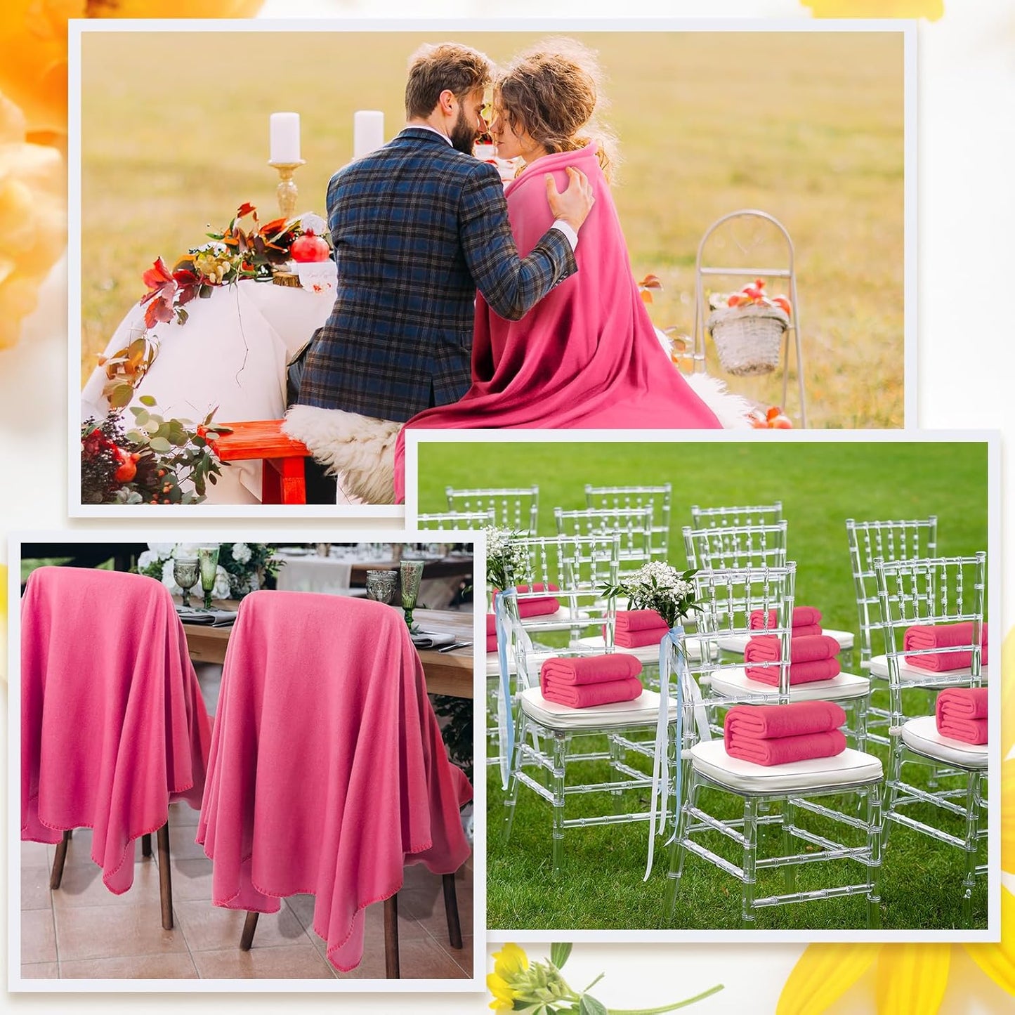 24 Packs Fleece Throw Blanket Soft Warm Lightweight Fleece Blanket Cozy Throw Bulk for Bed Couch Sofa Home Office Wedding Gifts Suitable for Seasons, 50 x 60 Inches(Peach Pink)