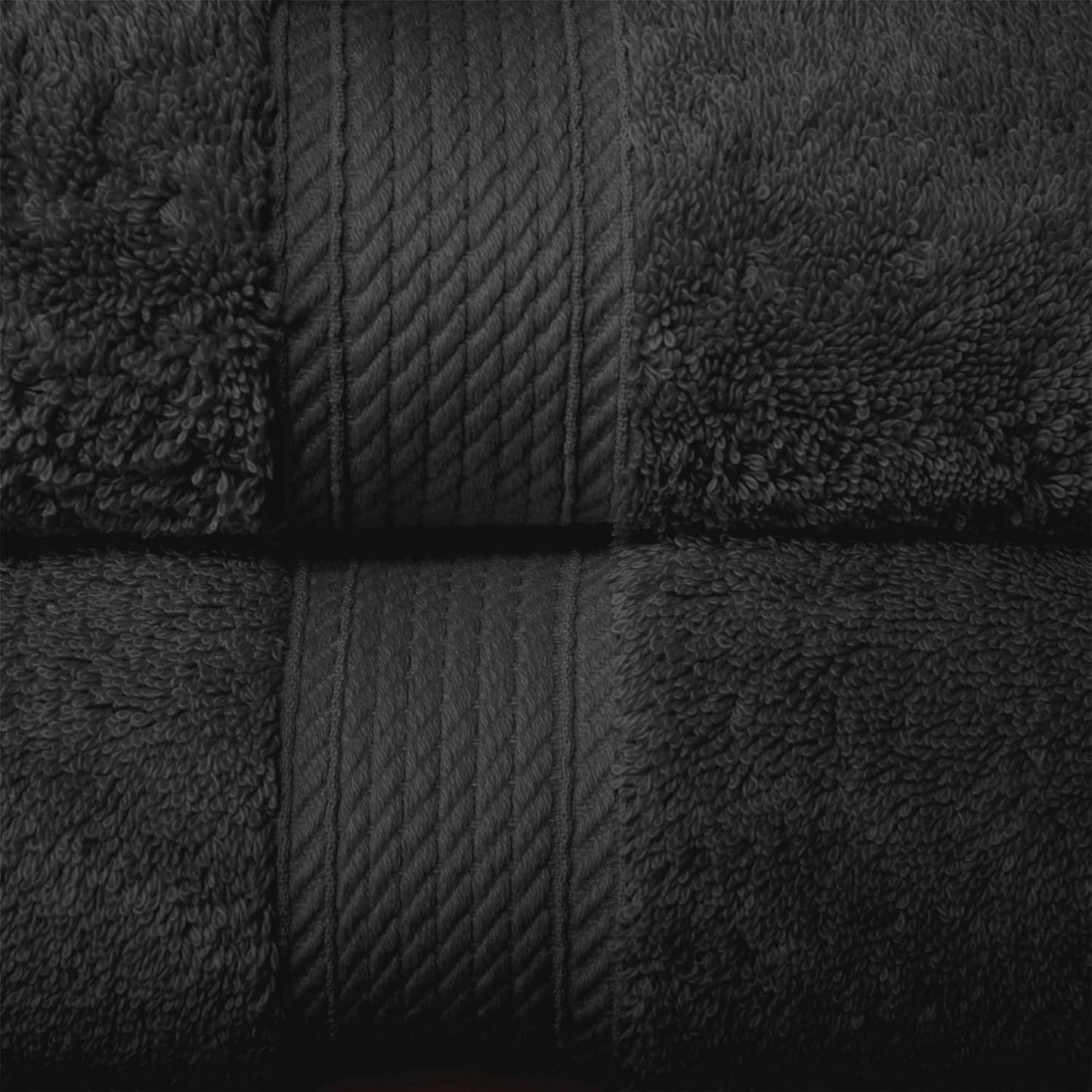 Superior Egyptian Cotton Pile 10 Piece Towel Set, Includes 2 Bath, 4 Hand, 4 Face Towels/Washcloths, Ultra Soft Luxury Towels, Thick Plush Essentials, Guest Bath, Spa, Hotel Bathroom, Black