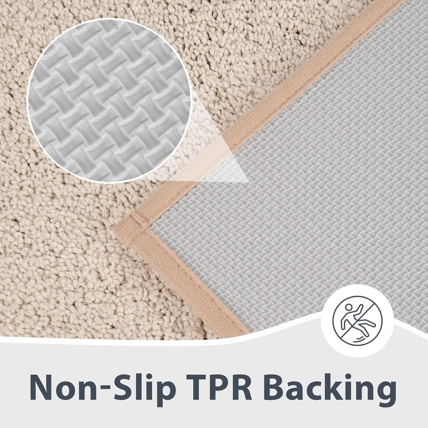 Bathroom Rugs 30" x 60", Non-Slip Extra Soft Absorbent Bath Rugs, Machine Washable Quick Dry Bath Mats for Bathroom Floor, Shower, Bathtub and Sink, Beige & Grayish Brown