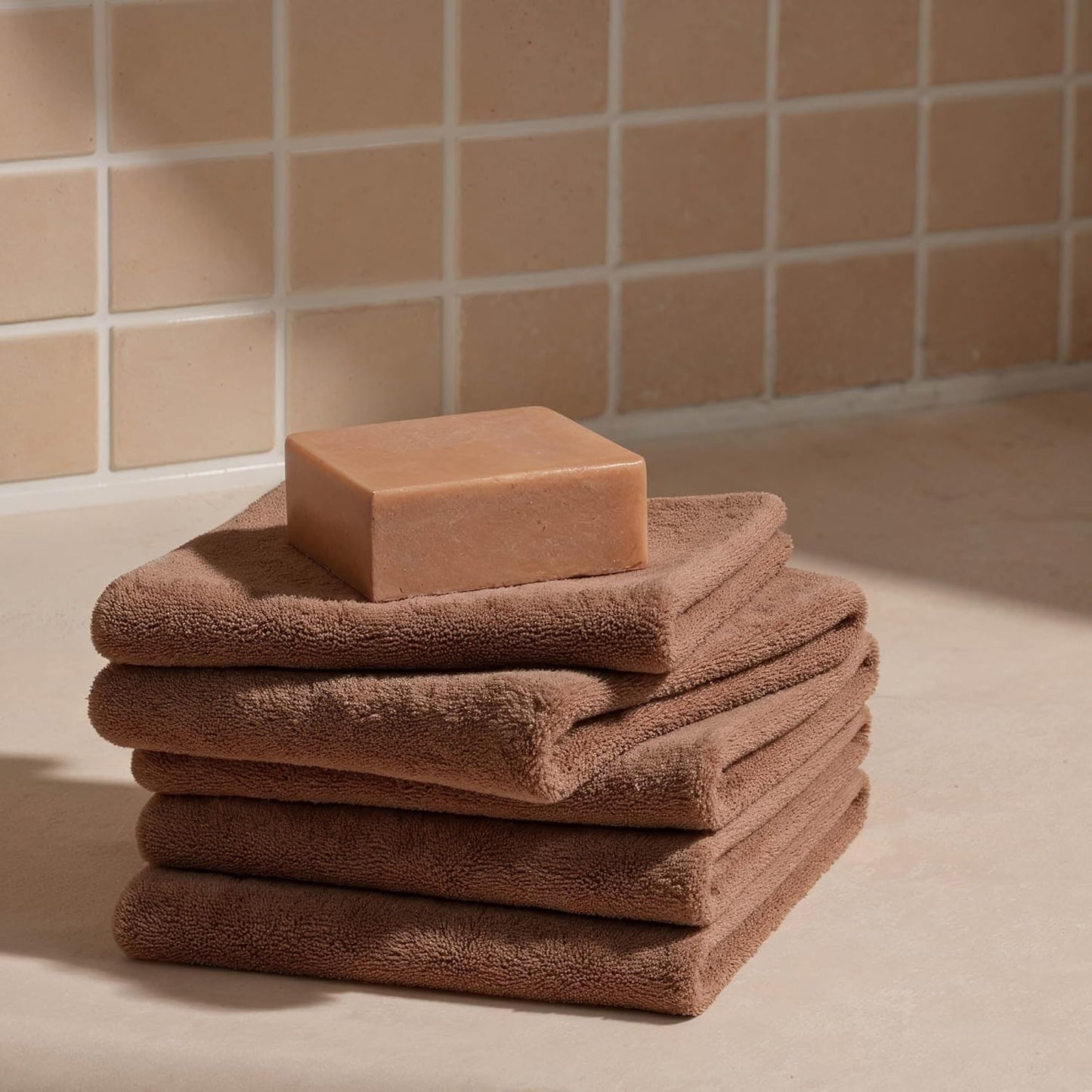 Italic Serene Ultraplush Cotton Washcloth Towel Set, 4-Pack, Clay, Soft Face Towels, 800GSM, 100% Cotton, Heavy Duty, Resort Grade Towels (Clay)