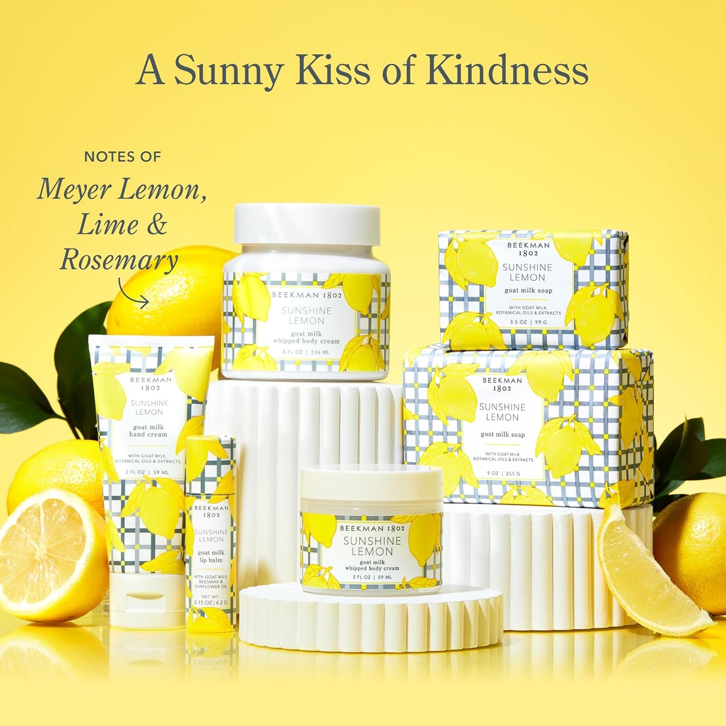 Beekman 1802 Sunshine Lemon Hand Cream - Scented - 2 fl oz - Nourishes, Hydrates & Repairs - With Goat Milk, Shea Butter & Glycerin - Non-Greasy - No Irritation - Good for Sensitive Skin