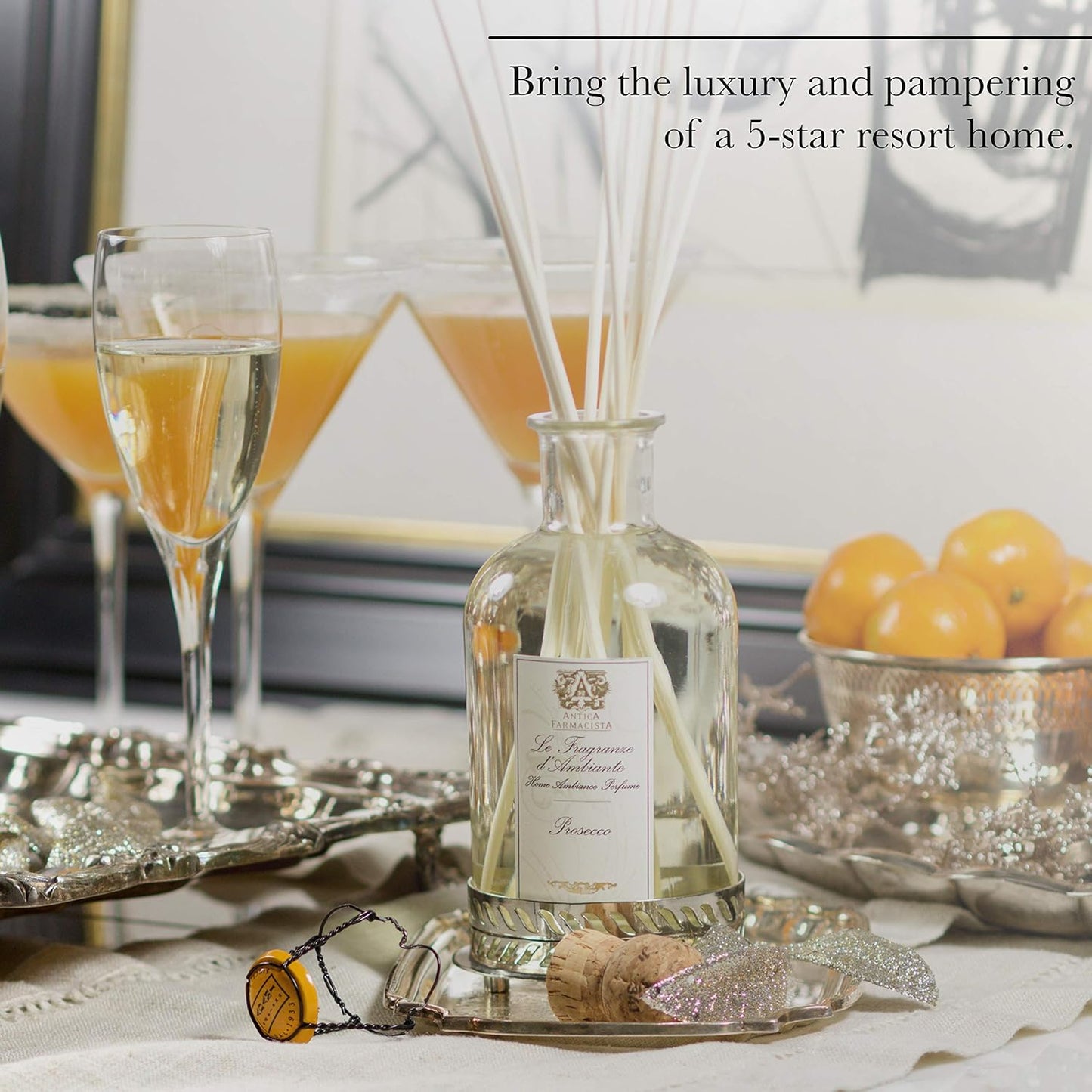 Antica Farmacista Home Ambiance Diffuser - Long-Lasting Reed Scent Diffuser - Luxury Room Freshener Gift - Sandalwood Amber, 8.45 fl oz