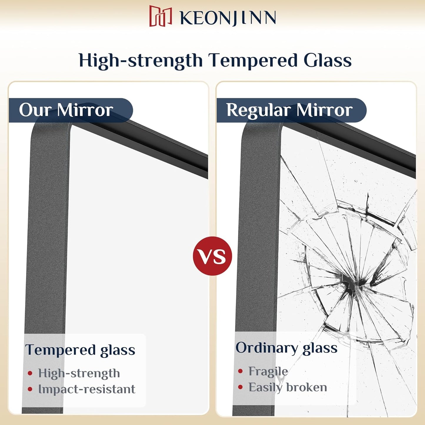 Keonjinn Black Bathroom Mirror, 20 x 30 Inch Rounded Rectangle Sandblasted Finish Bathroom Mirrors for Over Sink, Matte Black Farmhouse Mirror with Seamless Frame, HD Tempered Glass Vanity Mirror