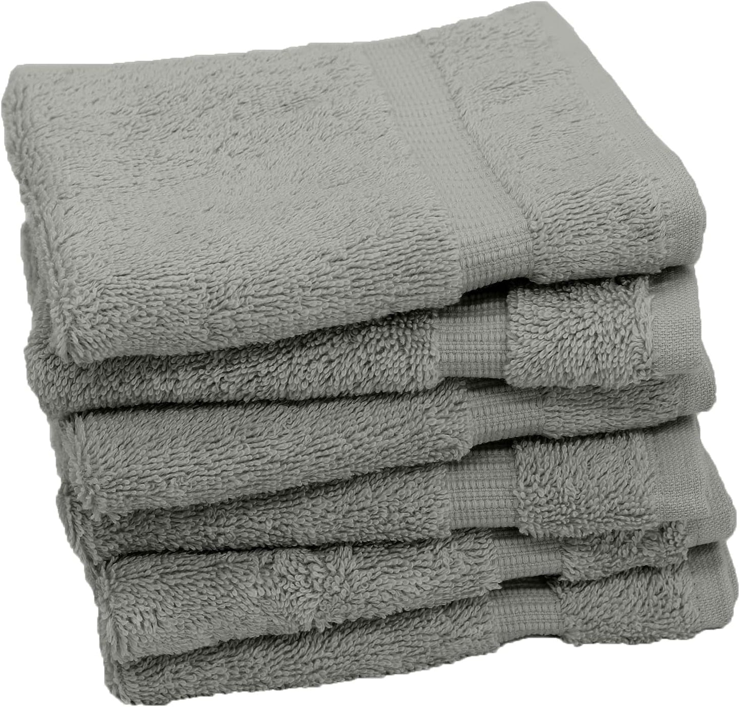 Luxury Hotel & Spa Collection, 100% Turkish Cotton 700 GSM Cloth, for Body wash, Makeup Remover & Facial Cleaning, Baby, face, Dobby Border Soft washcloths Towel Set 13" X 13", Gray, Set of 6