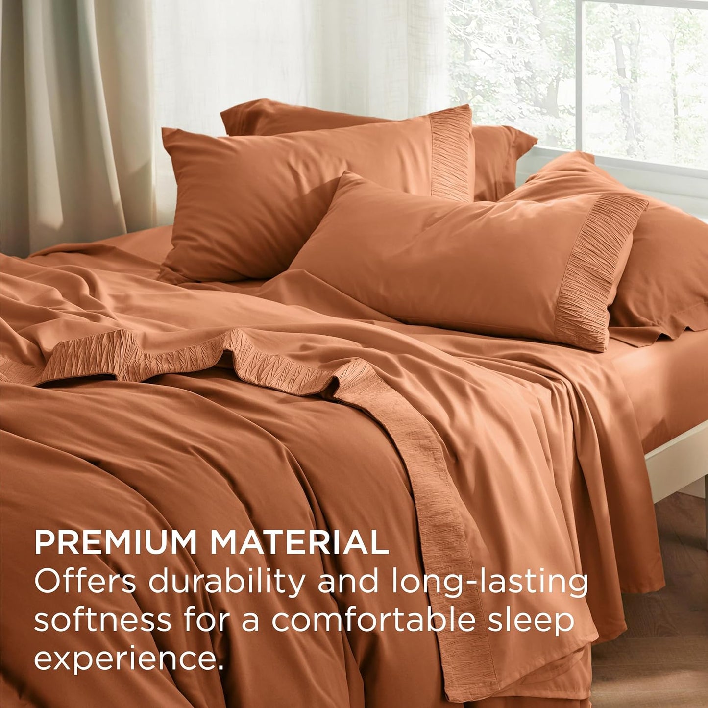 Bedsure Full Size Bed Sheets - 4 Pieces Soft Full Sheet Set - Breathable & Cooling - Hotel Luxury - Easy Care Polyester Microfiber Bedding for Women, Men, Terracotta