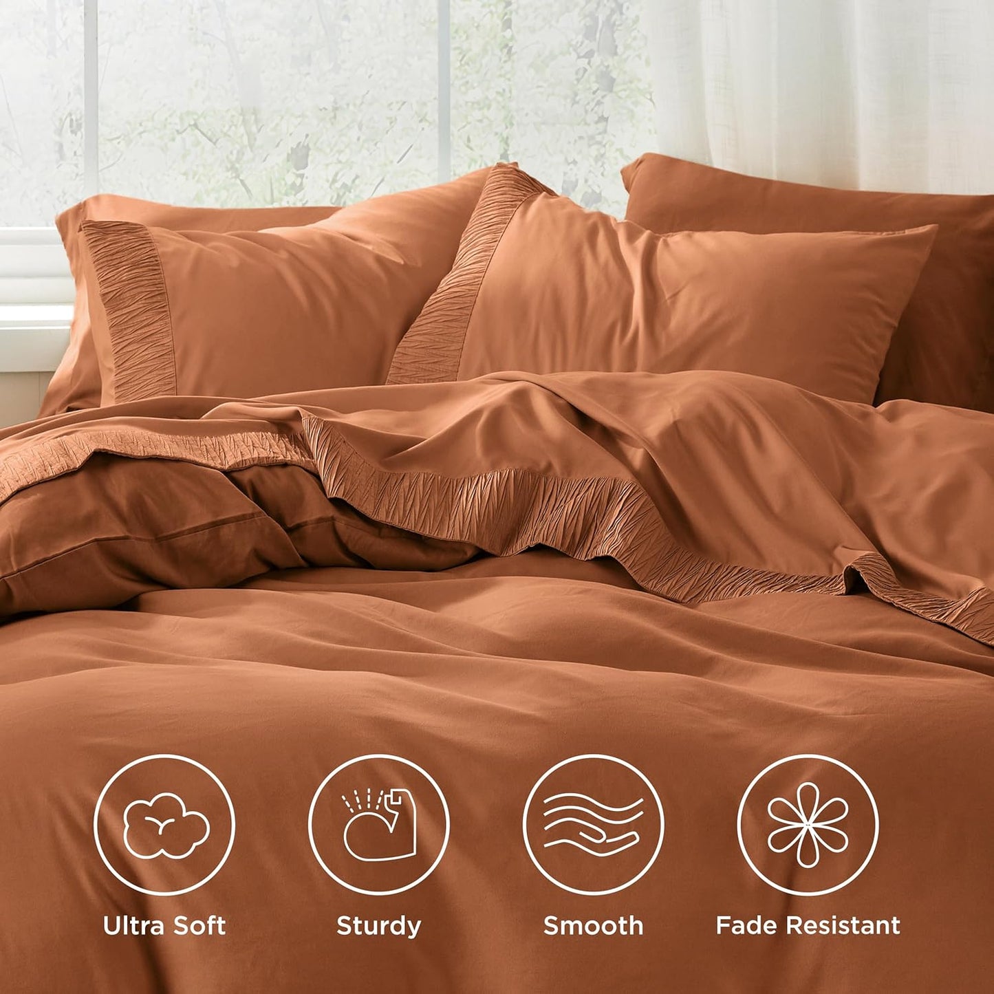 Bedsure King Size Sheets Set - 4 Pieces Soft King Sheets - Breathable & Cooling - Hotel Luxury - Easy Care Polyester Microfiber Bedding for Women, Men, Terracotta