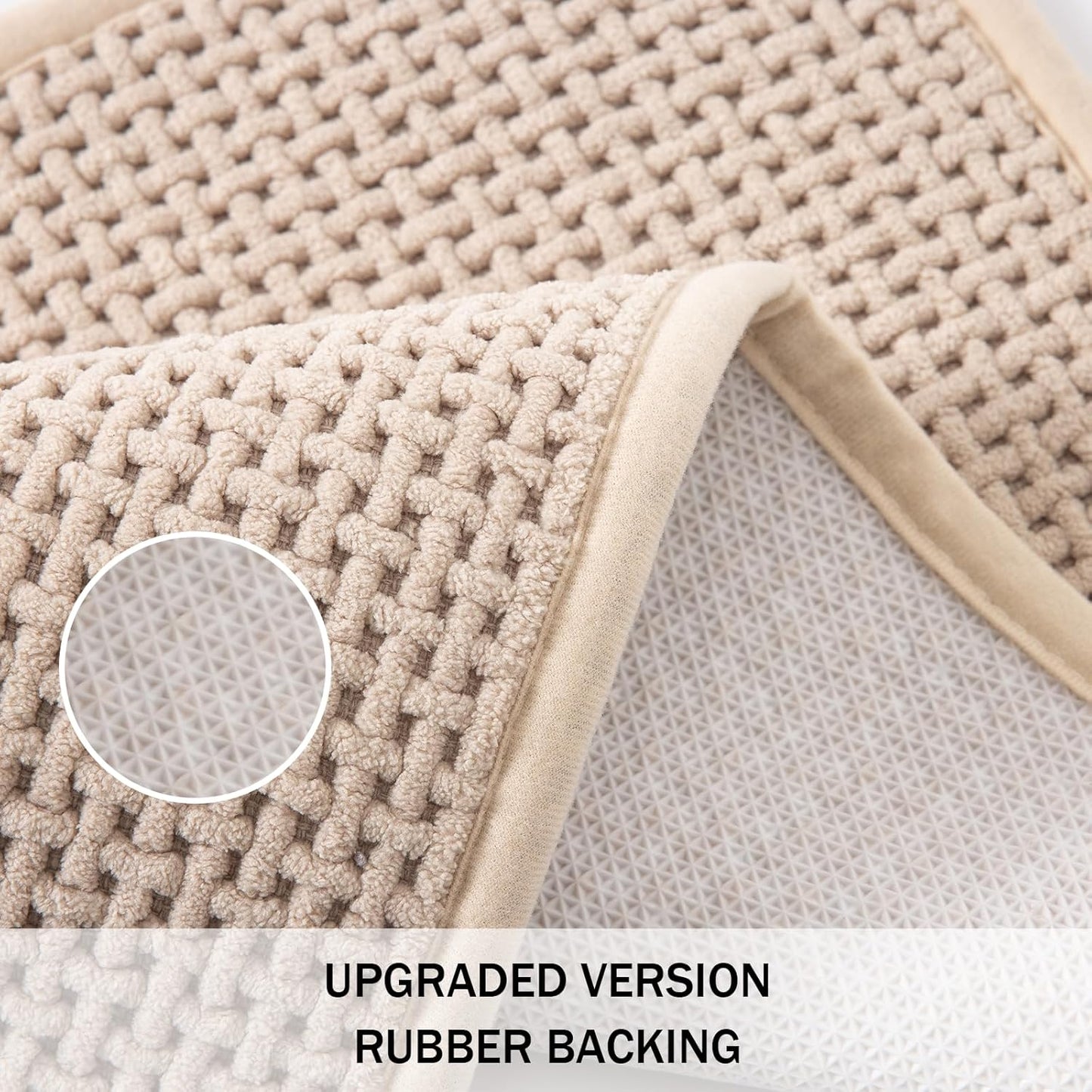 Bathroom Rugs Non Slip Washable, Super Absorbent Thin Bath Mat for Small Quick Dry Low Pile Bathroom Rug, (Khaki, 36″x24″)