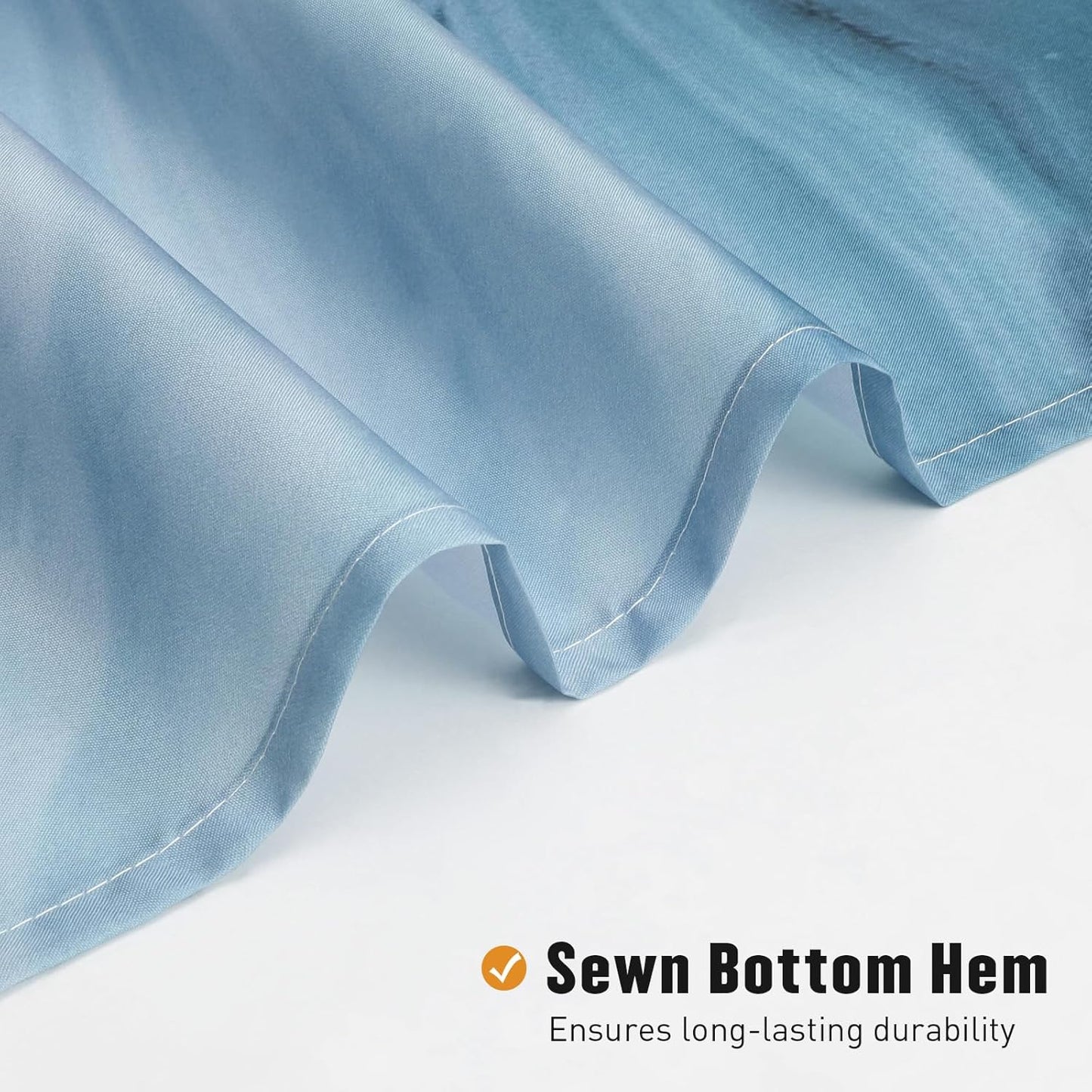 MitoVilla Blue Marble Long Shower Curtain 72 x 78, Abstract 78 inch Long Fabric Shower Curtain for Chic Luxury Bathroom Decor, Modern Ombre Watercolor Shower Curtains 78 inch