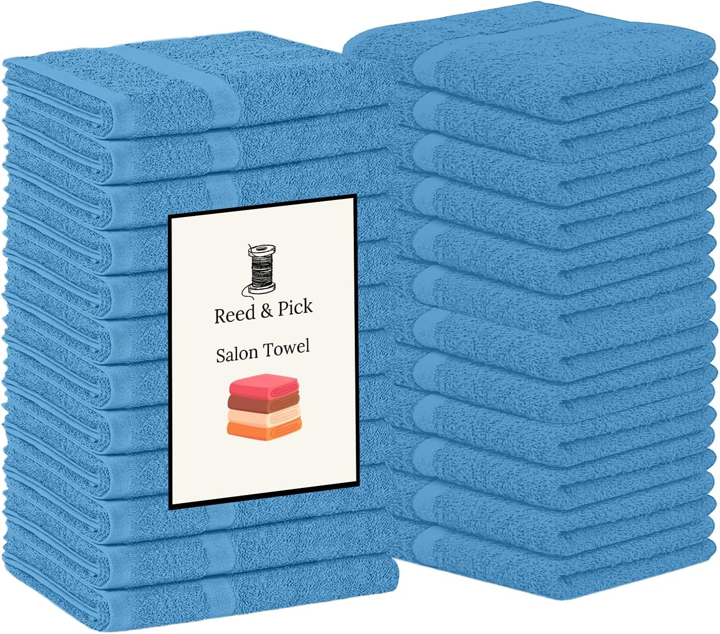 Reed&Pick Hand Towels (Pack of 24) Light Blue Economy Towels Salon Towels - 100% Cotton Spa Towel – 16 x 26 Inches Highly Absorbable, Facial Gym Hair Towel Face Towel Bulk