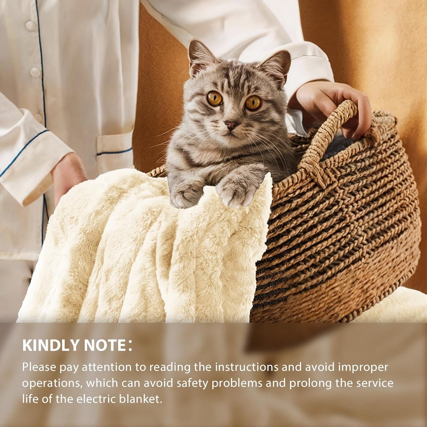 Homemate Electric Heated Blanket Twin Size - 62"x84" Heating Blanket Twin Size 1/2/4/6/8 Hours Auto-Off 10 Heat Level Over-Heat Protection Luxury Faux Fur Sherpa ETL Certification