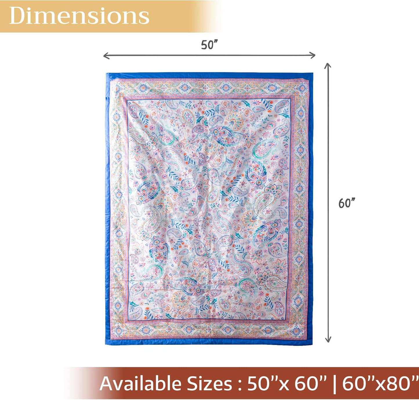 Maison d' Hermine Throw Blanket for Couch Lightweight Soft Warm Breathable Cotton Throw Blankets for Bed Girls Boys Women Men Gifts Sofa Travel Living Room Chair Bedding (60"x80", Indian Floral)