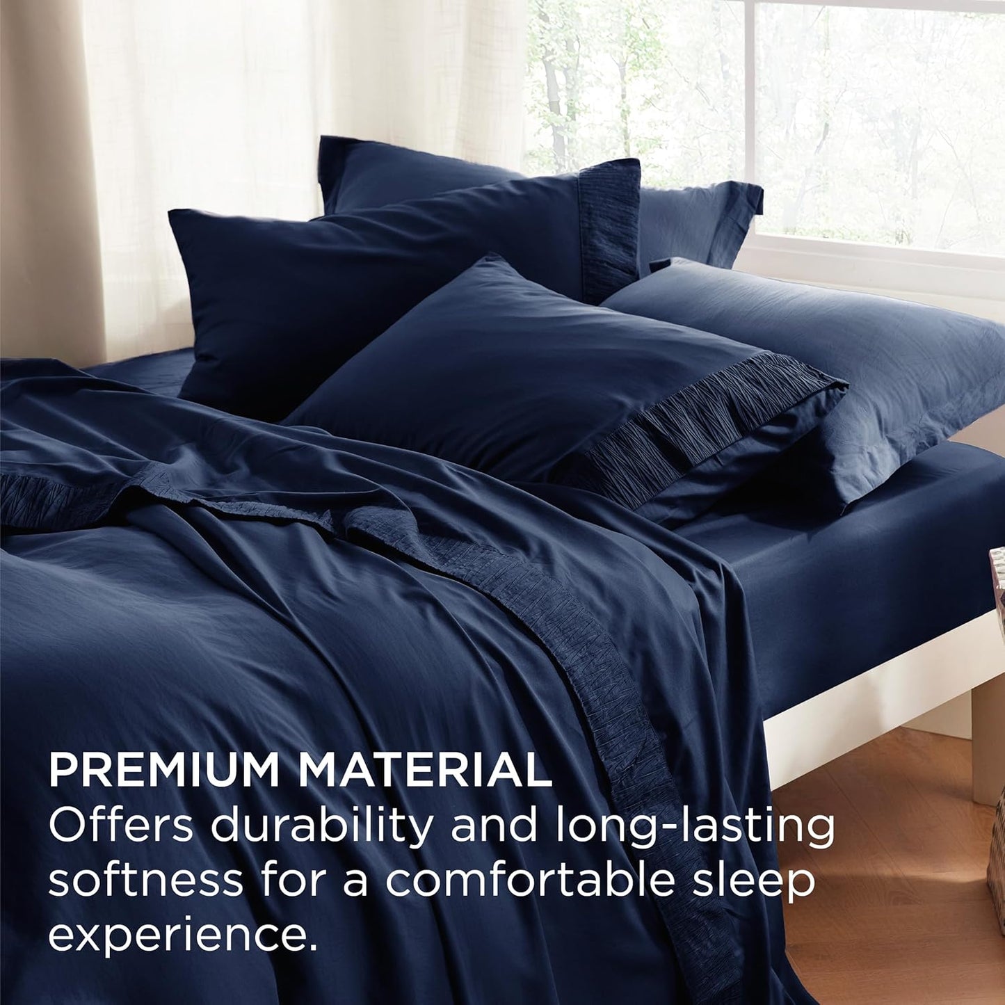 Bedsure Twin XL Sheet Sets Dorm Bedding - 3 Pieces Soft Extra Long Twin Sheets, Hotel Luxury, Easy Care Microfiber for Women, Men, Navy