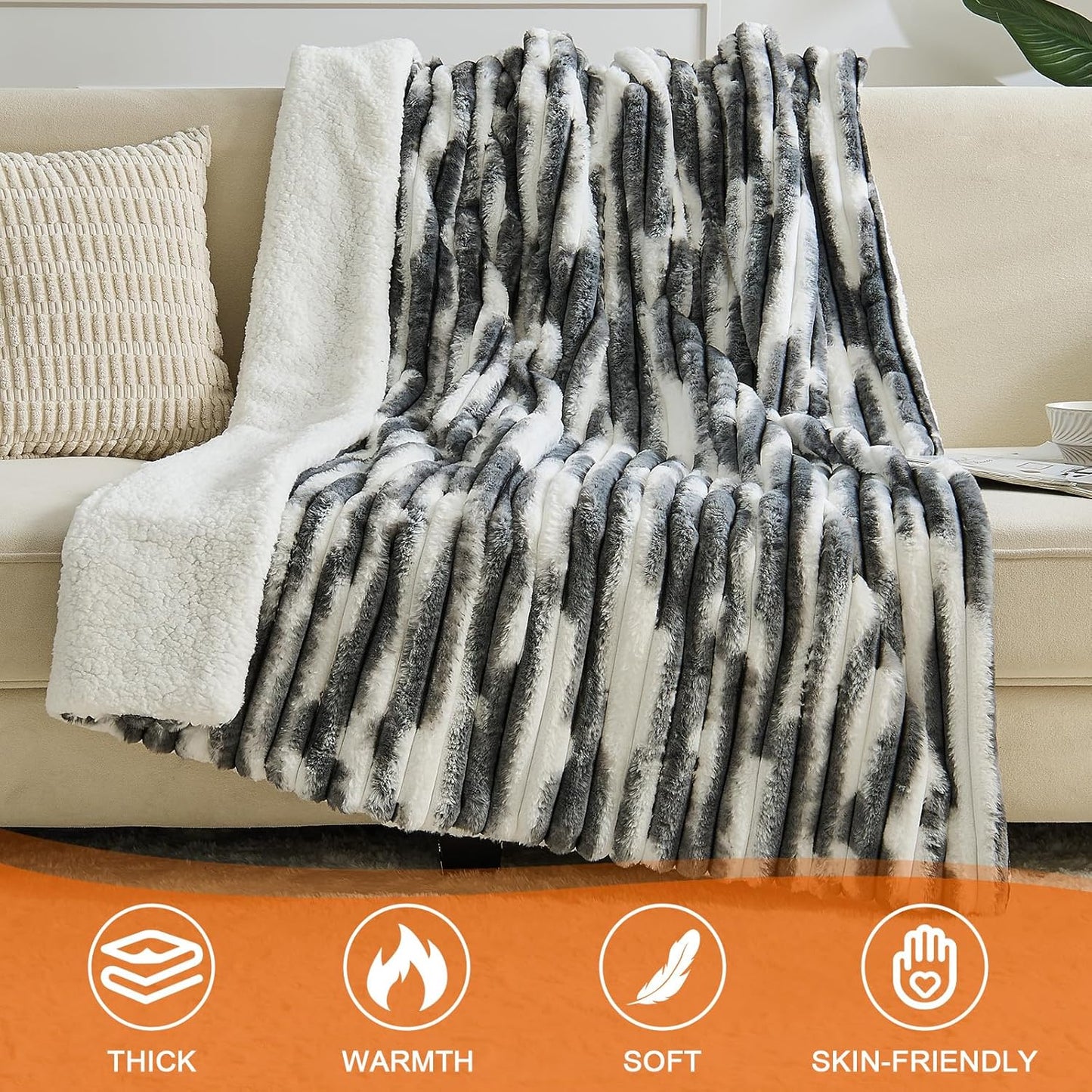 Heated Blanket Full - 72"x84" Fast Heating Bed Electric Blankets with 6 Heating Levels & 10 Hours Auto Off, Soft Ribbed Faux Fur Sherpa, Over-Heated Protection ETL, Dark Gray
