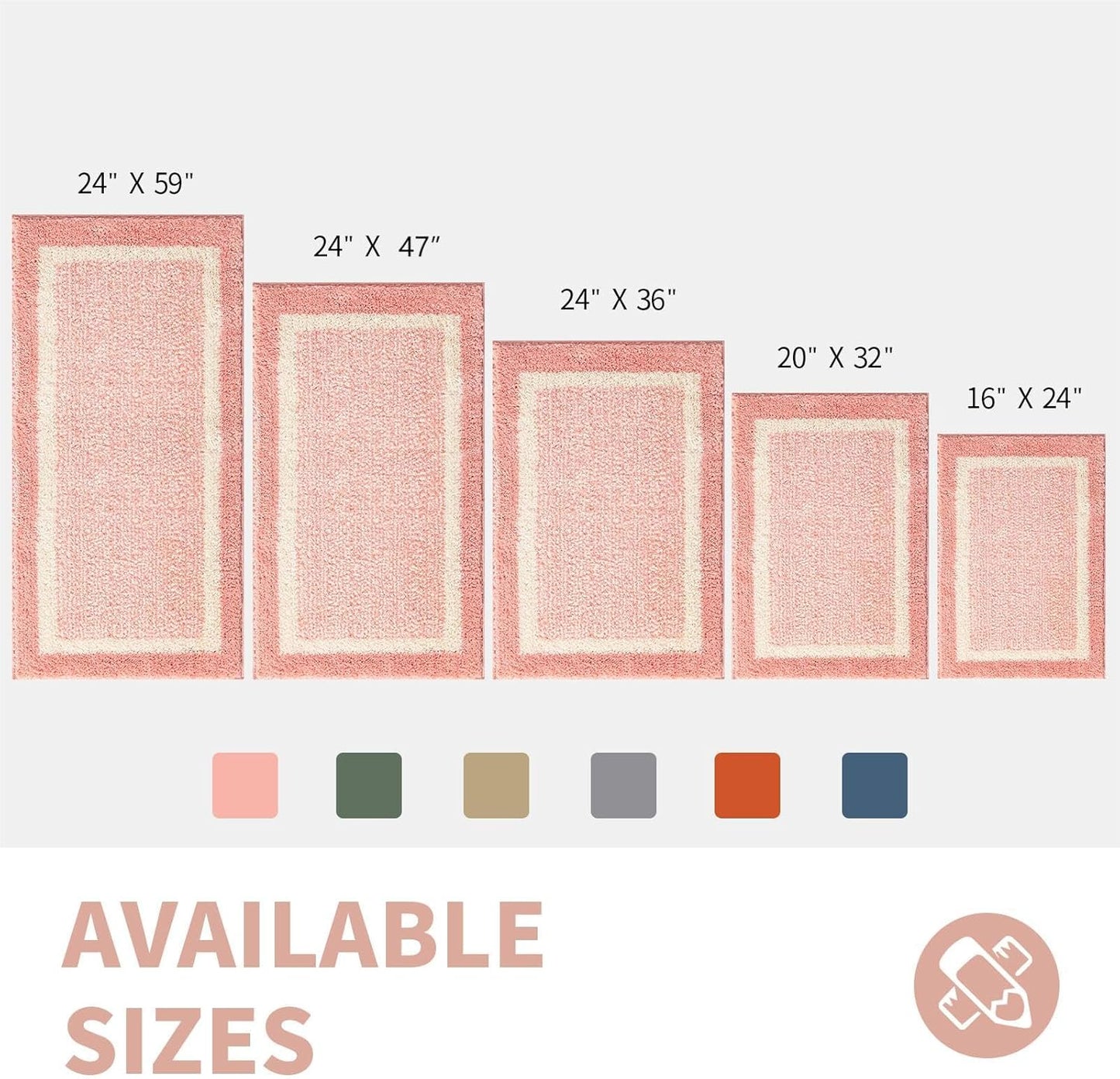 CozeCube Bath mats for Bathroom Non Slip, Fluffy Absorbent Microfiber Bath mat Washable, Aesthetic Bathroom Rugs, Long Blossom Pink Bath mat, Blossom Pink, 47" x 24"