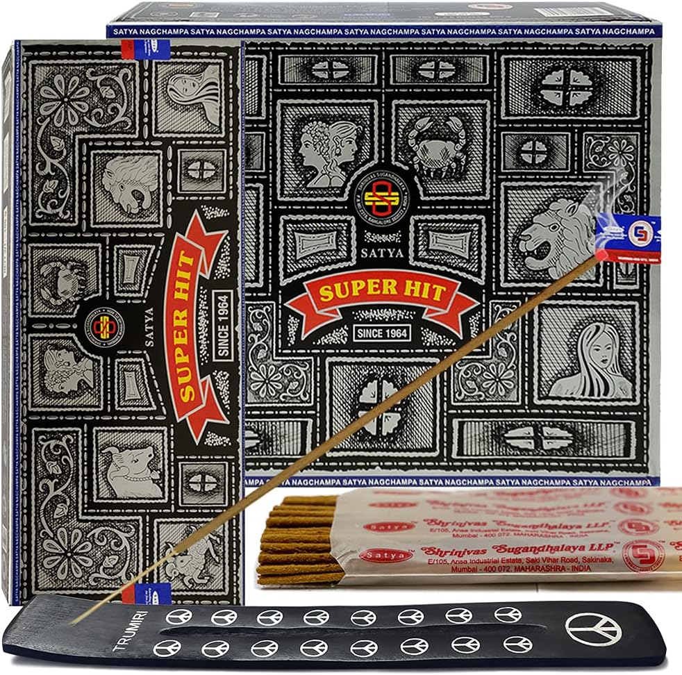 Super Hit Incense Sticks 100g and Holder Bundle - Pack of 6 (Approx 600 Sticks)
