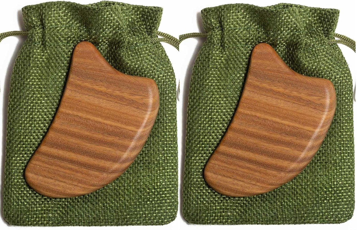 Gua Sha Tool for Face, 2 Pack Wooden Gua Sha Facial Tools Reduce Puffiness for Women - Green Sandalwood