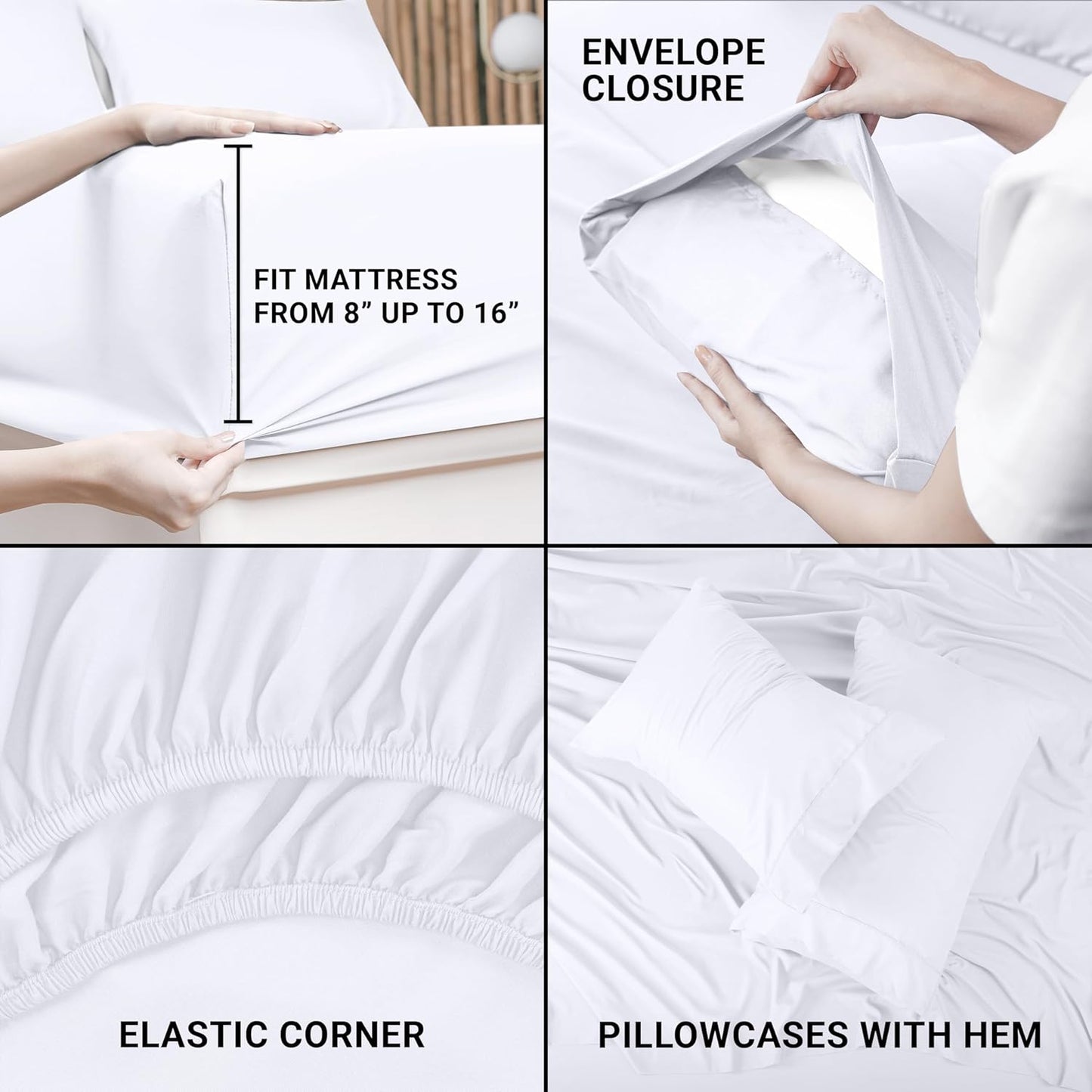 Utopia Bedding King Bed Sheets Set - Pack of 8 Sheet Sets - Perfect for Spa, Hotel, & Guest Bedroom - Brushed Microfiber - Shrinkage and Fade Resistant - Easy Care (White)