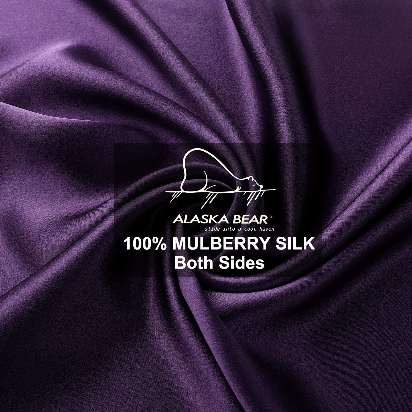 ALASKA BEAR Silk Pillowcase for Hair and Skin, Set of 2 Pure Genuine 22 Momme Mulberry Silk Pillow Cases Standard Size for Bliss Sleep Better Than Poly Satin, Zipper Closure(2pc, Dark Purple)
