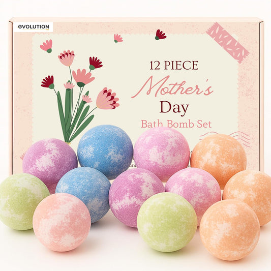 EvolutionUSA Mother's Day Bath Bombs for Women, 12 Beautiful Bath Bombs for Mom, Thoughtful Mother's Gift of Luxury & Relaxation, Gorgeous Bath Balls Set, Lush Aramotherpy Bathbombs, Gift Set Women