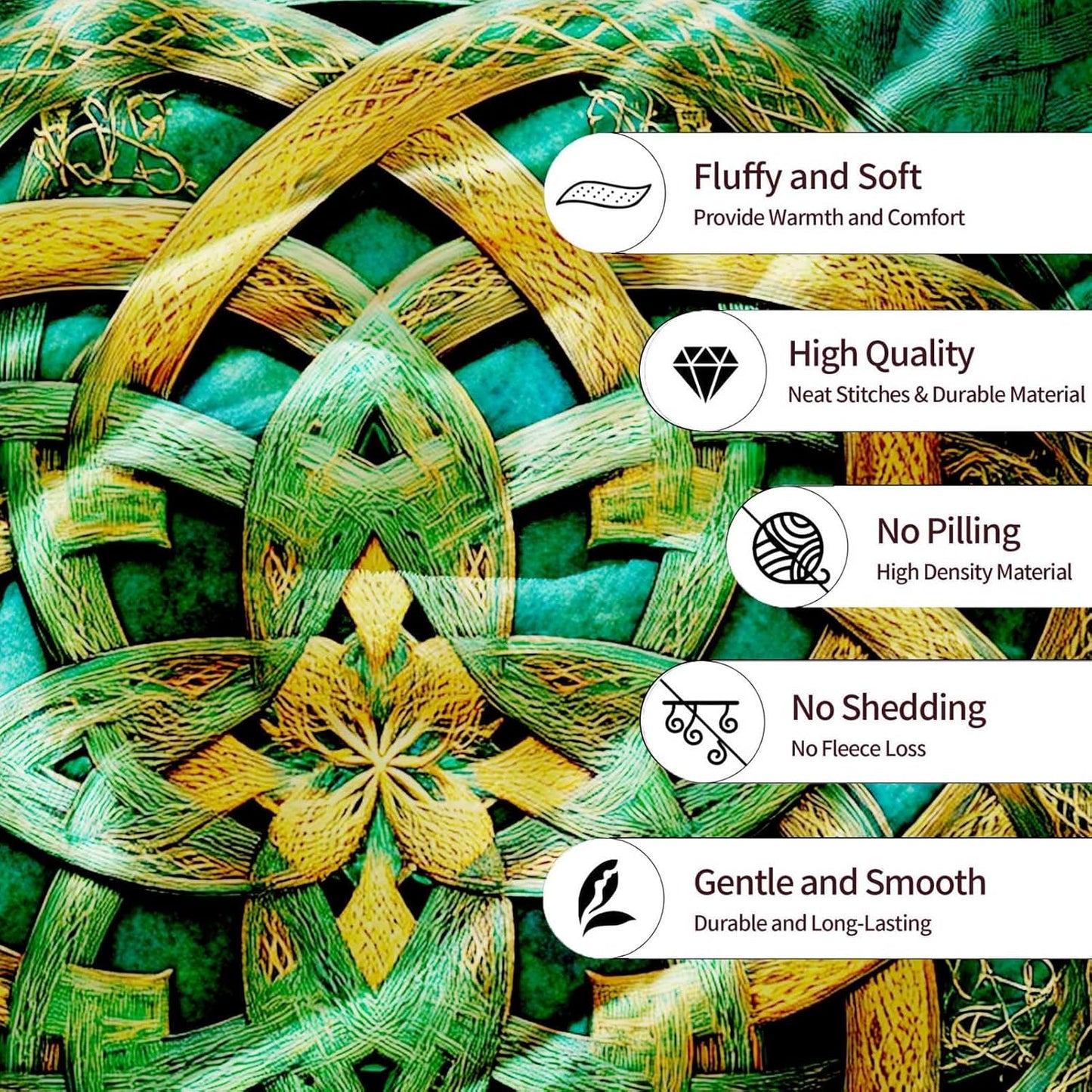 Celtic Knot Throw Blanket, Irish Style Celtic Knot Gifts for Men and Women, Soft Fleece, Lightweight & Cozy Decorative for Couch Sofa Bed, Living Room Decor, 40x50 Inches