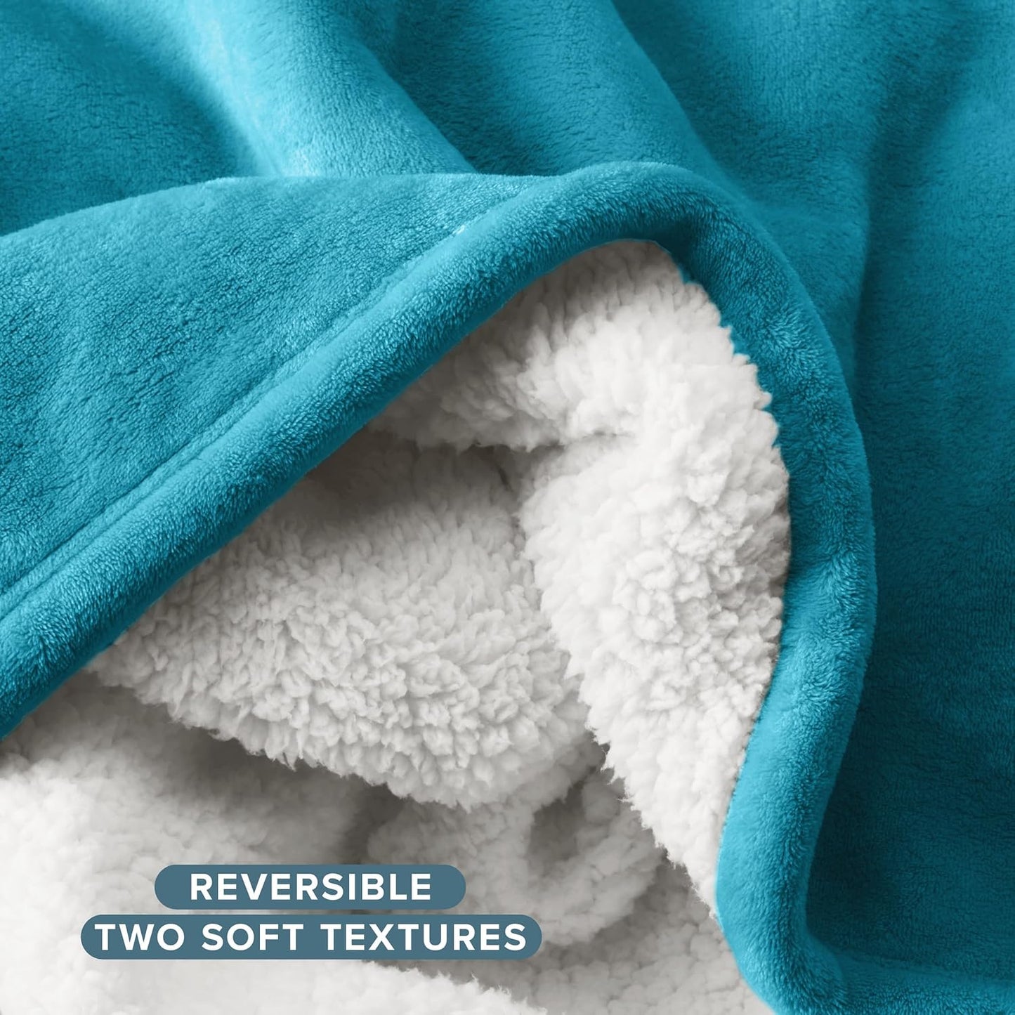 Bare Home Sherpa Fleece Blanket - Full/Queen Size - Blanket for Bed, Sofa, and Couch - Warm & Lightweight - Fluffy & Soft - Reversible (Full/Queen, Caribbean Sea)