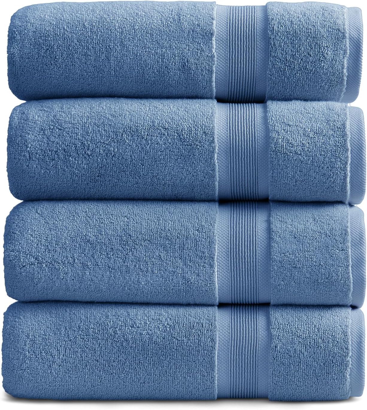 Springtree Home Luxury Bamboo Rayon Bath Towel Set of 4 | 35% Bamboo Rayon - 65% Cotton | Absorbent Quick-Dry Towels for Bathroom | Oeko-TEX Standard 100 Cotton | Mediterranean Blue