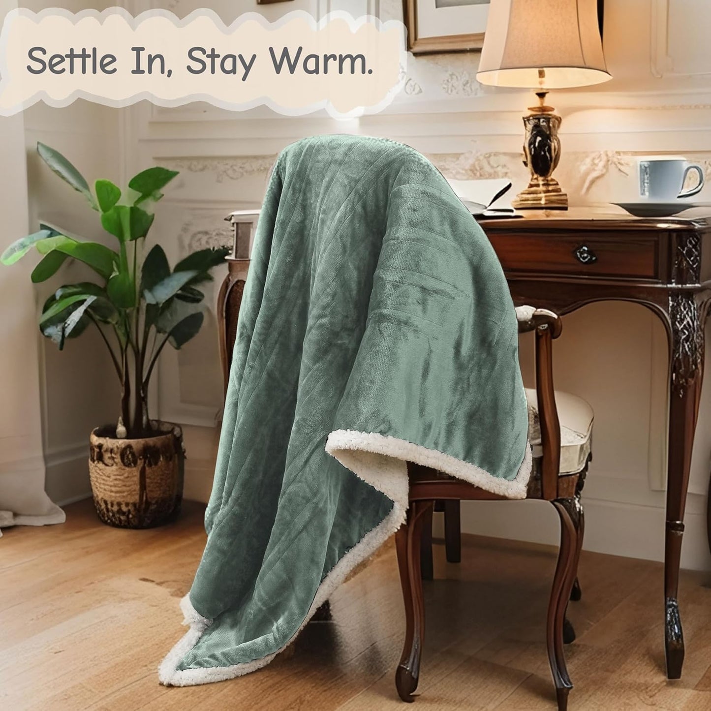 Electric Heated Blanket Full Size 72"x84", Soft Flannel with Overheat Protection, 6 Adjustable Heat Settings & 10-Hour Auto-Off Timer, Fast Heating for Winter Comfort, Light Green
