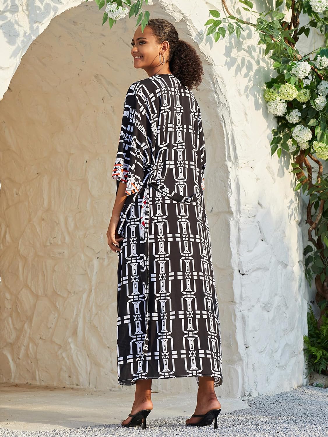 Women Casual Open Front Lightweight Cardigan Long Beach Kimono Cover Up
