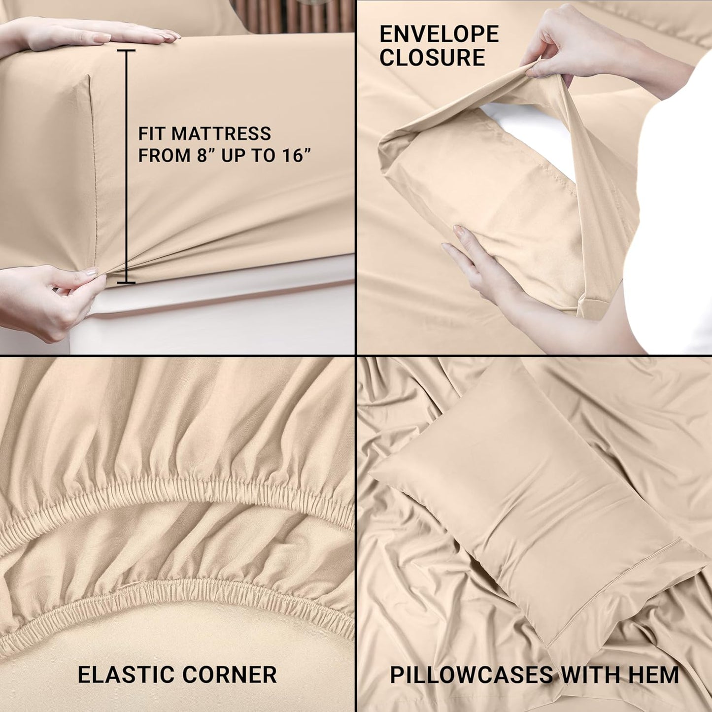 Utopia Bedding Twin XL Sheet Set – 3 Piece Bed Sheets for Twin XL Size Bed, Soft and Breathable Microfiber, Includes 1 Fitted Sheet, 1 Flat Sheet and 1 Pillowcase (Beige)