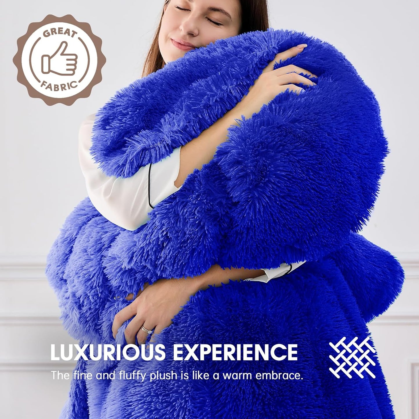 Heated Electric Blanket Throw–Faux Fur with Soft Thick Sherpa,Warm Winter Birthday Gifts for Women Grandma，10 Heat Settings,5 Time Settings with Fast Heating, 50x60, Glacier Blue