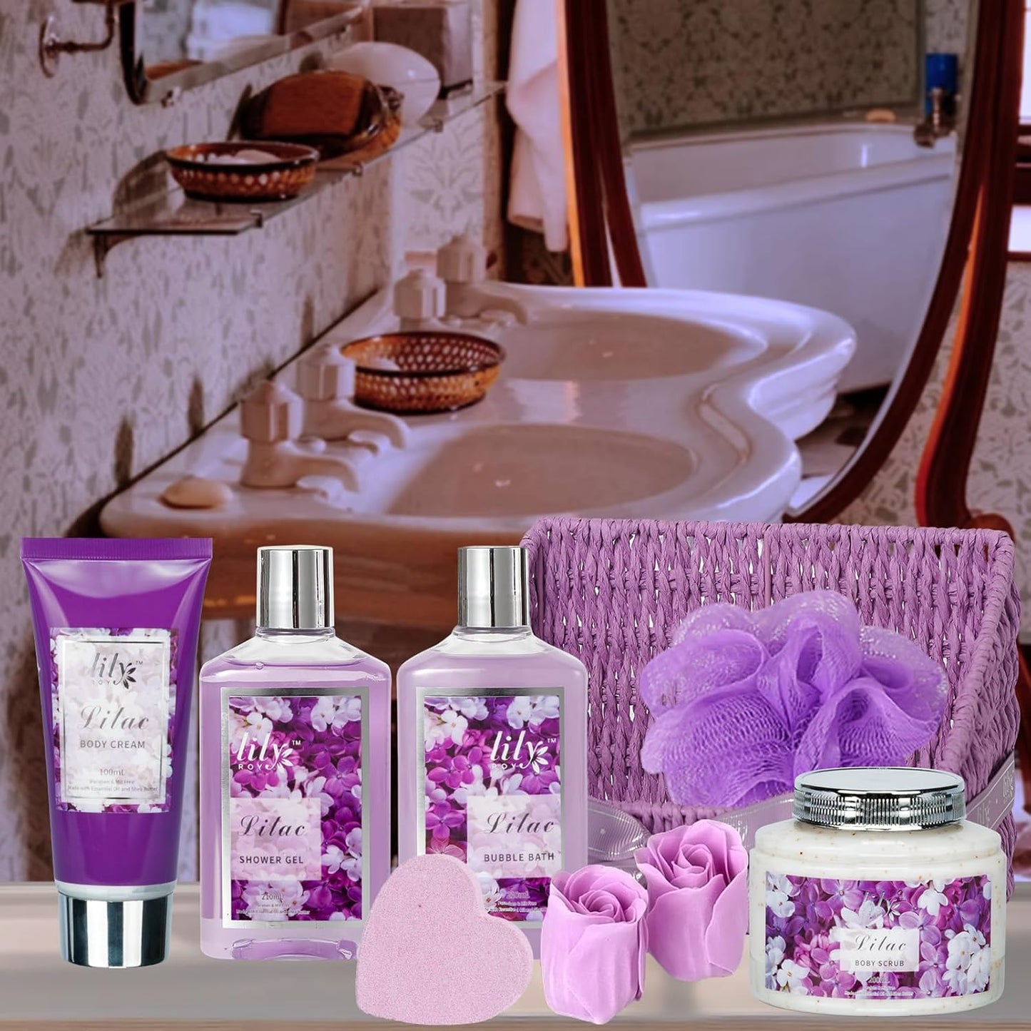 Christmas Gifts for Women - 9 Pcs Lavender Luxury Bath and Body Gift Basket Set Spa Gift Basket Set for Women, Gift Baskets | Perfect Valentine's, Birthday, Mothers Day Gift Set for Mom All Occasion