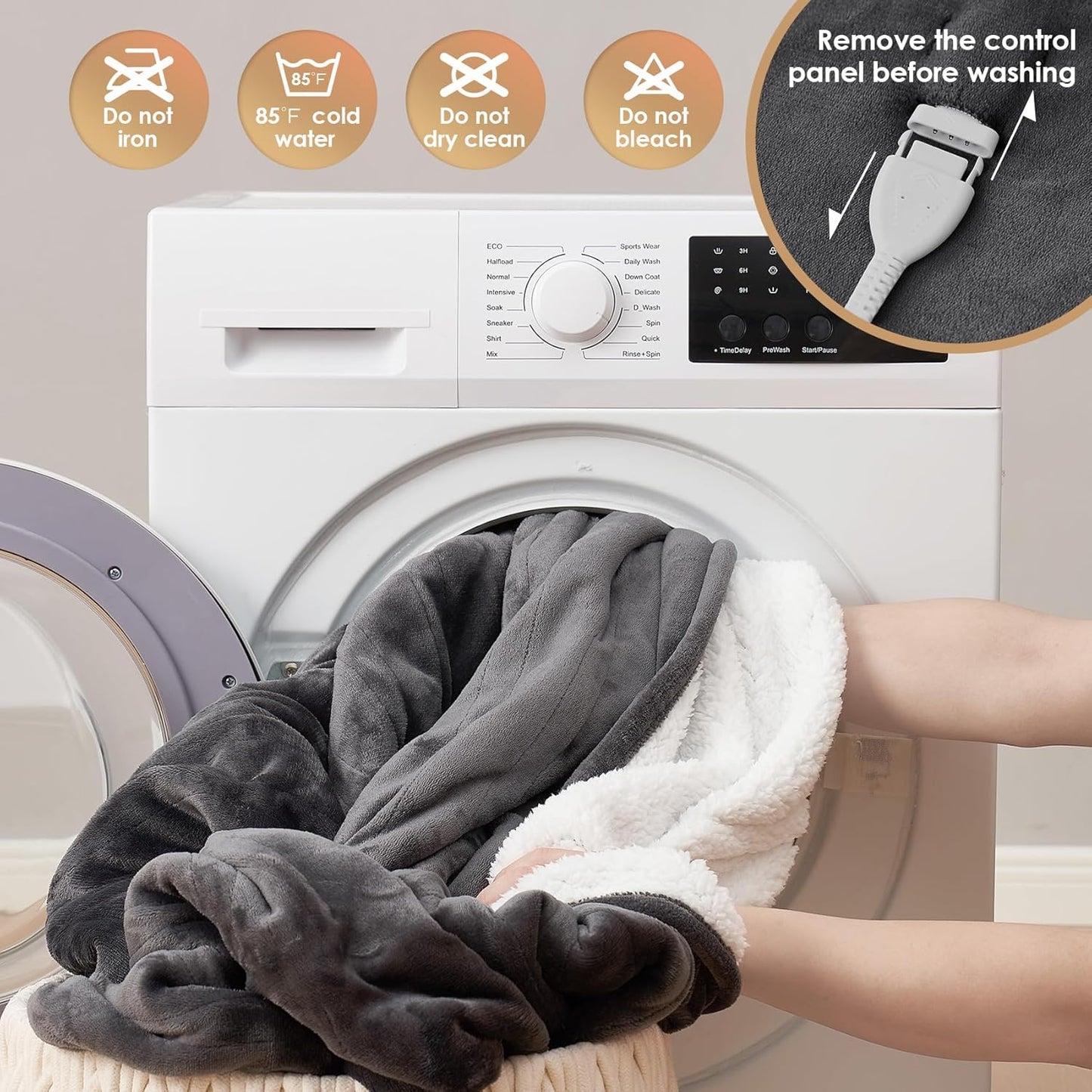 EHEYCIGA Heated Blanket Electric Blanket Queen Size - Heating Blanket with 9 Heating Levels & 10 Hours Auto Off, Soft Cozy Sherpa Washable Dual Control Blanket with Fast Heating, 84 x 90 Inches