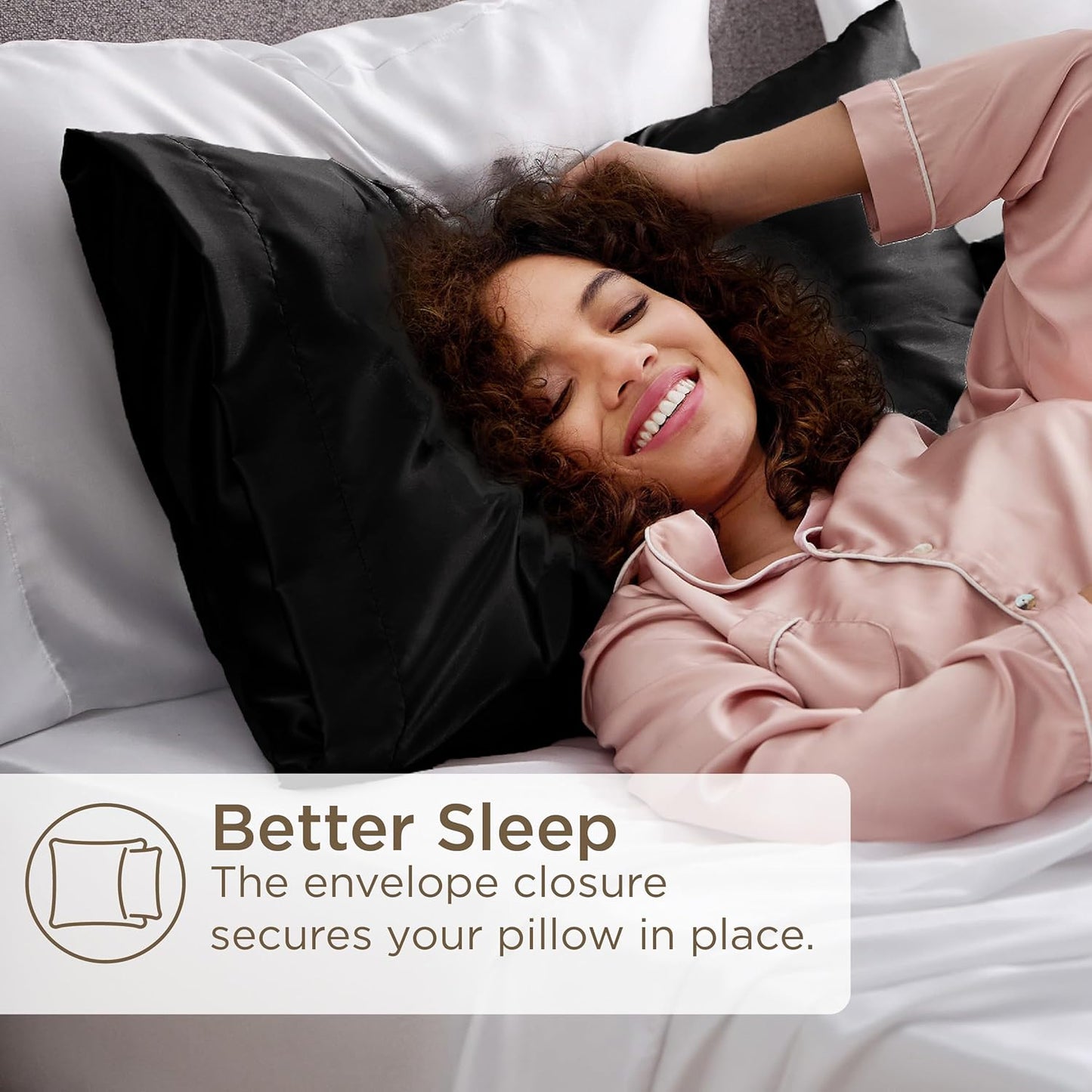 Bedsure Satin Pillowcase for Hair and Skin Queen - Black Silky Pillowcase 4 Pack 20x30 Inches with Envelope Closure, Similar to Silk Pillow Cases, Gifts for Women Men