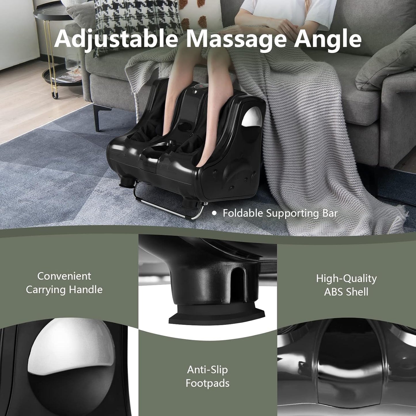 Giantex Foot and Calf Massager with Heat - Shiatsu Foot Massager Machine with Vibration, Deep Kneading, 3-Level Intensity Modes, Electric Foot Massager for Tired Feet, Leg, Calf Pain Relief (Black)