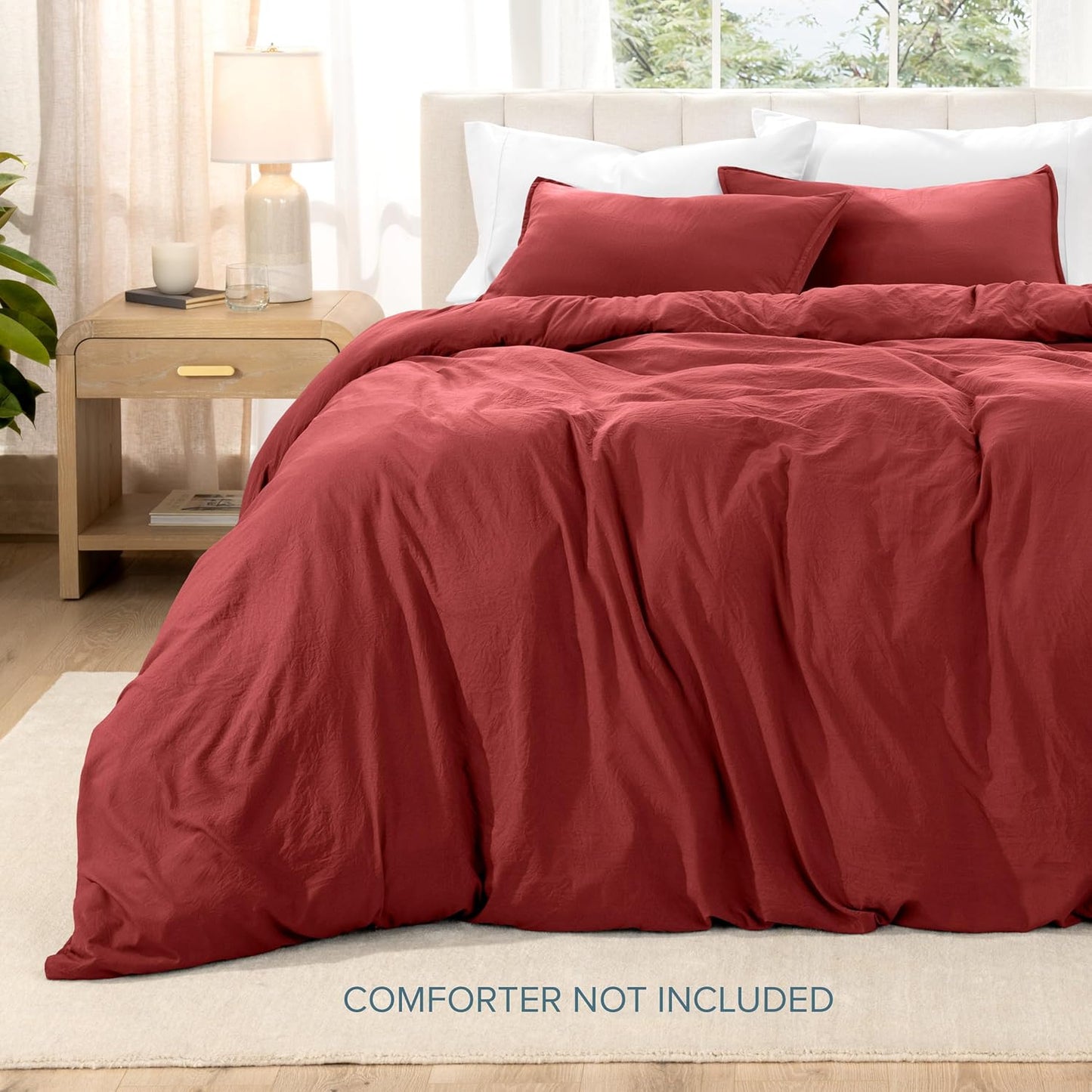 Bare Home Microfiber Duvet Cover Set - Ultra Soft Washed Microfiber - King/California King - Linen-Like Look - Easy Care - Breathable Fabric - Our Softest Duvet Cover Set (King/Cal King, Rosewood)