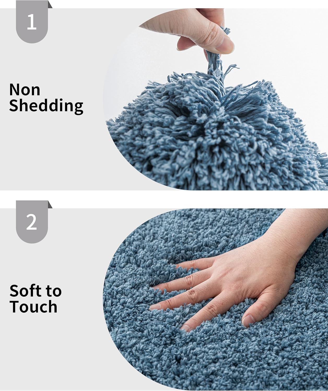 Blue Bathroom Rug 24x36 Non Slip Fluffy Bath Mat for Bathroom Floor Washable Plush Luxury Bath Rug for Tub Soft Shaggy Absorbent Shower Sink Mat