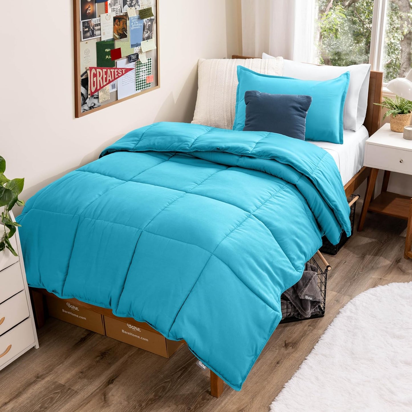 Bare Home Comforter Set - Twin/Twin Extra Long Size - Ultra-Soft - Goose Down Alternative - Premium 1800 Series - All Season Warmth (Twin/Twin XL, Aqua)