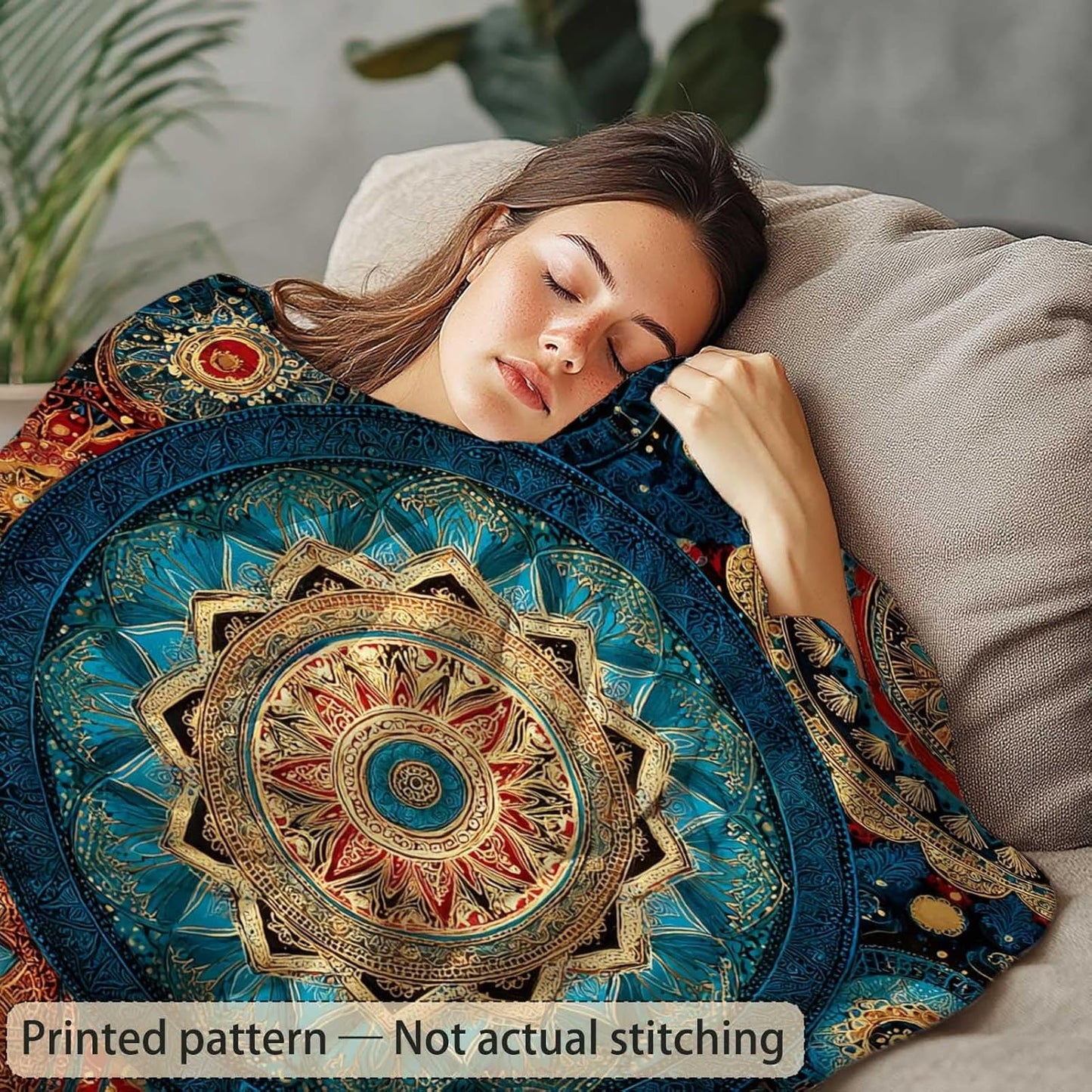 Bohemian Mandala Throw Blanket | Boho Home Decor for Sofa and Living Room, 40"x50"