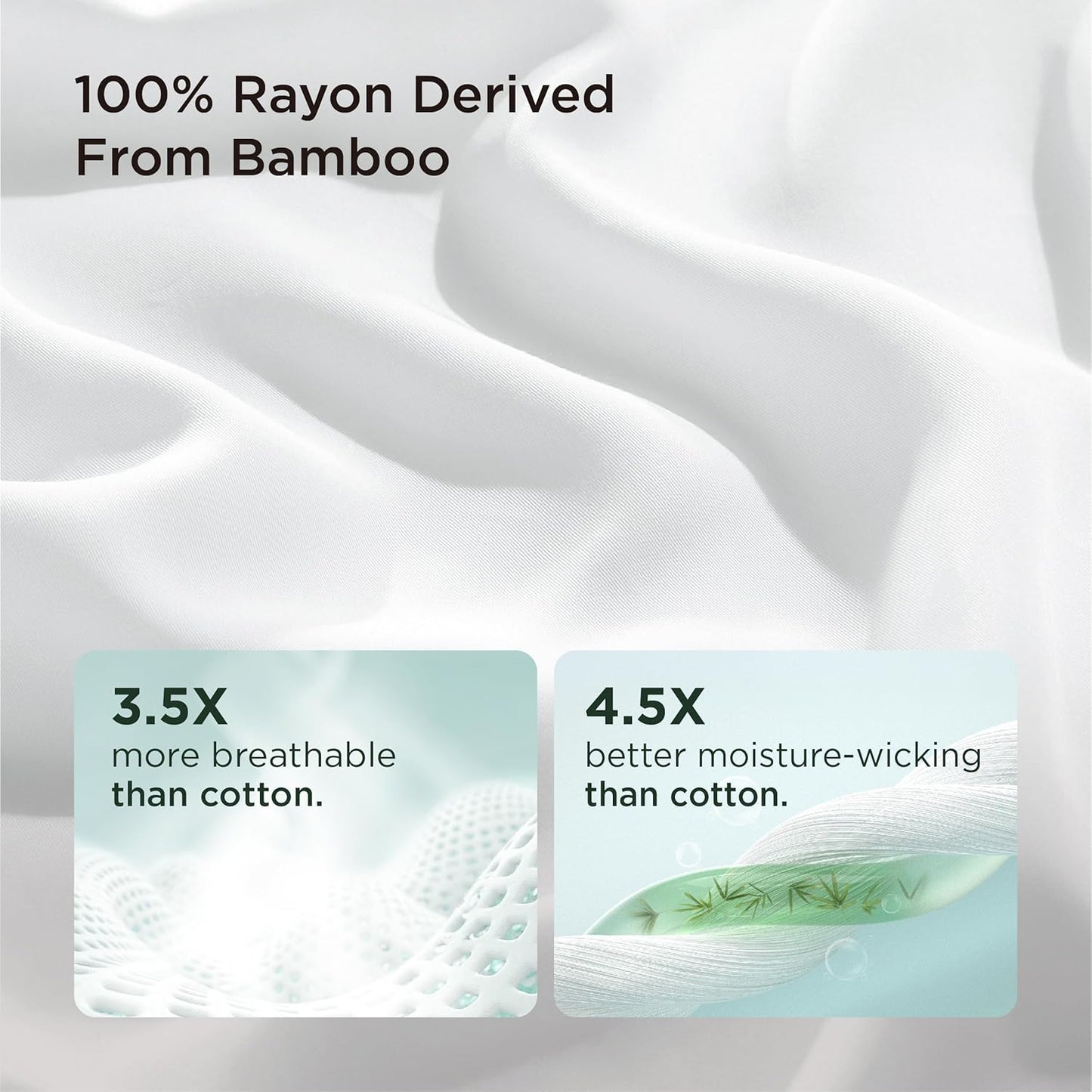 Bedsure King Size Pillow Cases Set of 2, Cooling Pillow Cases King, Rayon Derived from Bamboo White Pillowcases, Breathable & Silky Soft Cool Bedding Pillow Covers with Envelope Closure, 20x36 Inches